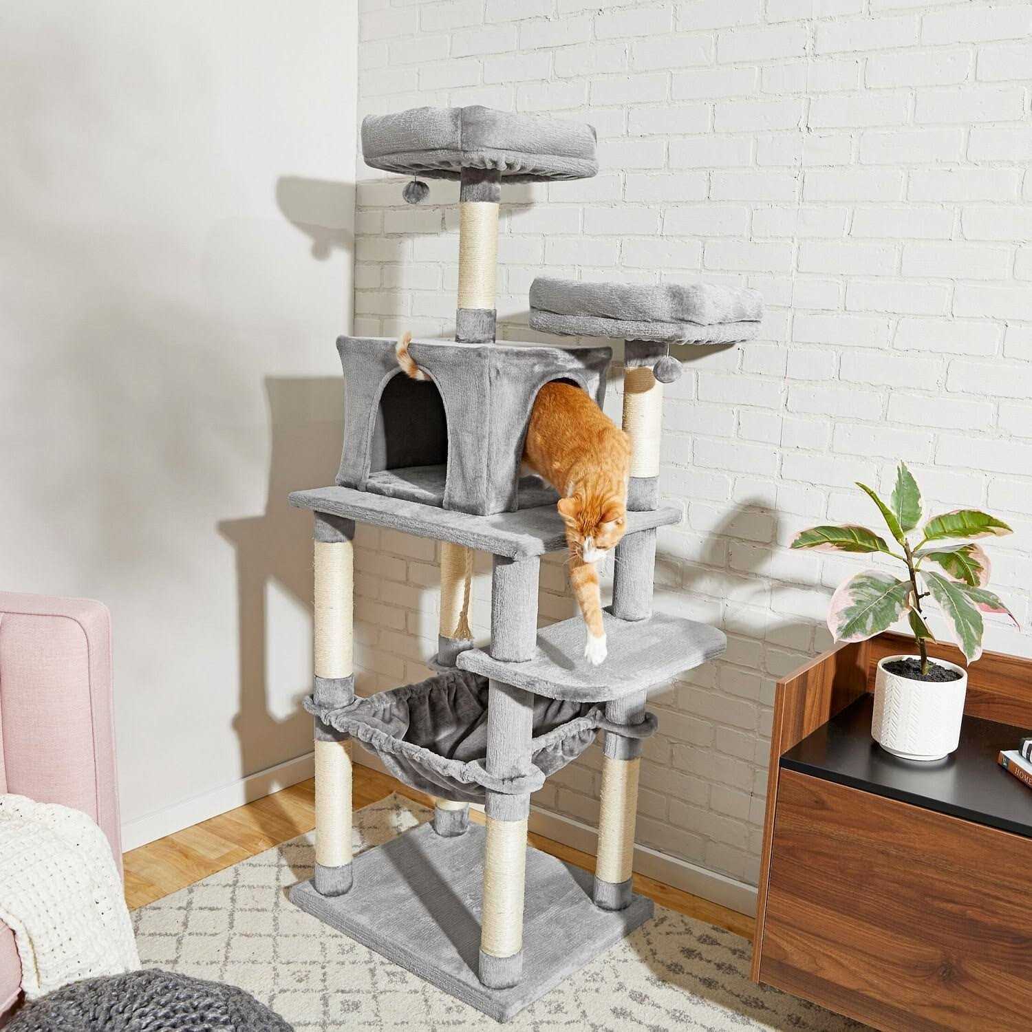 Frisco 64-in Cat Tree with Hammock - Healthber
