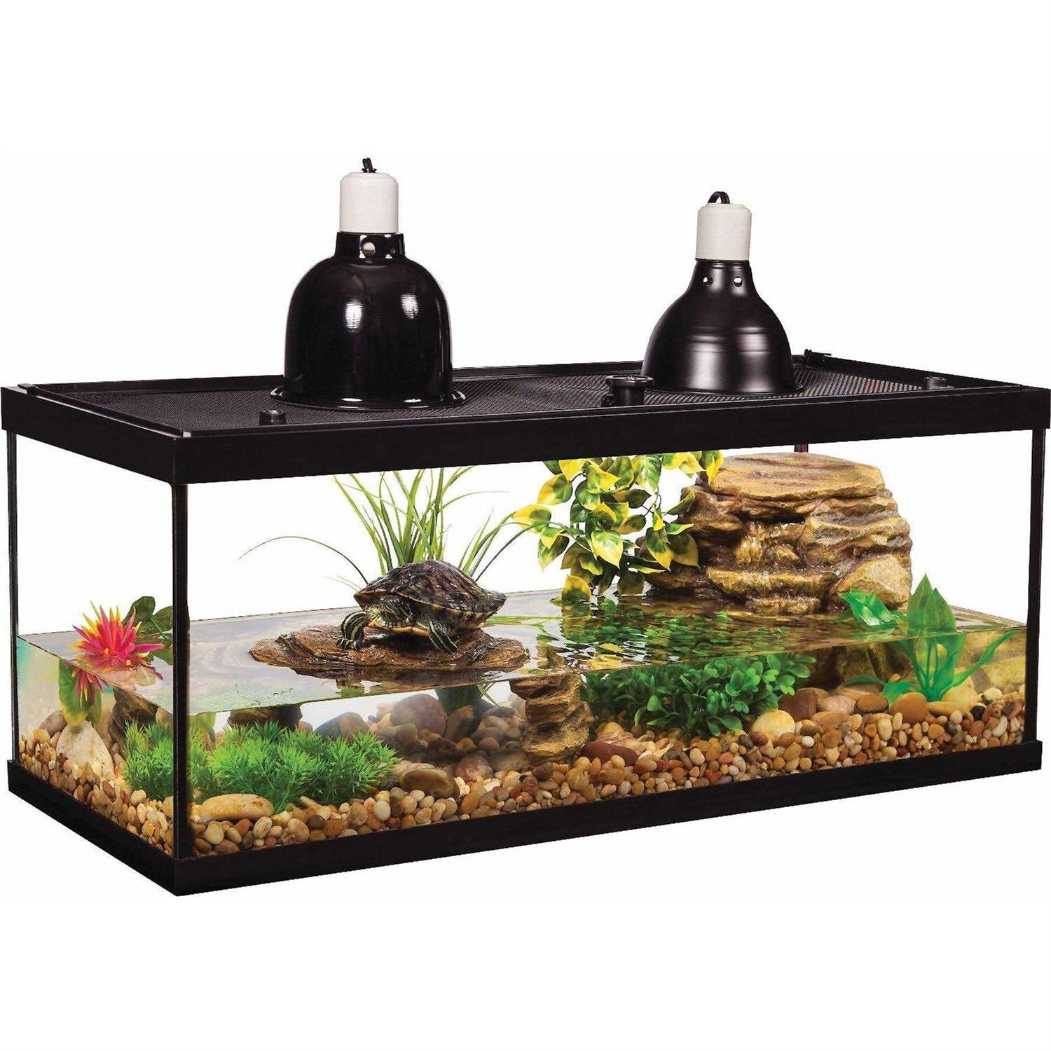 Tetra Aquatic Turtle Deluxe Kit 20 Gallons, aquarium With Filter And Heating Lamps - Healthber