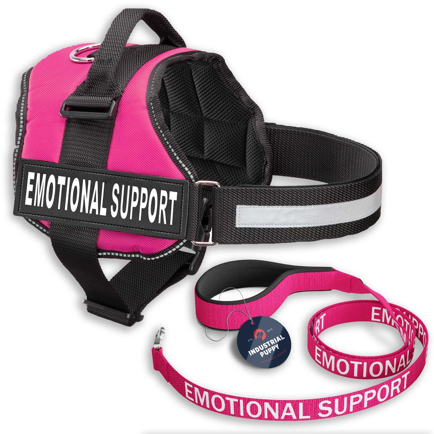 Industrial Puppy Emotional Support Dog Vest Harness with Reflective Straps and Matching ESA Leash Set - Healthber