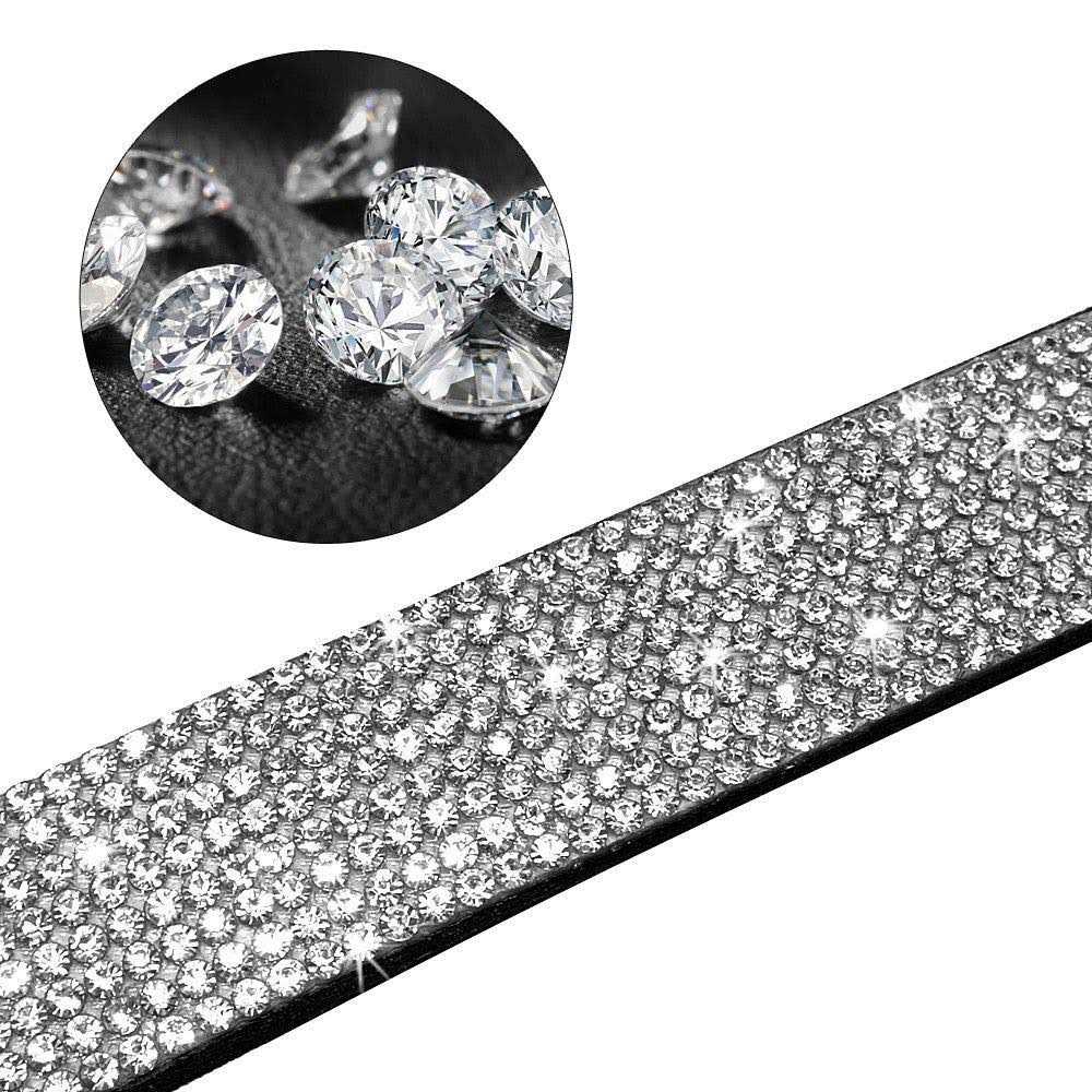 Haoyueer Rhinestone Dog Collar Cute Dazzling Sparkling Soft Suede Leather Dog Cat Rhinestone Collar Crystal Diamond Pet Dog Puppy - Healthber