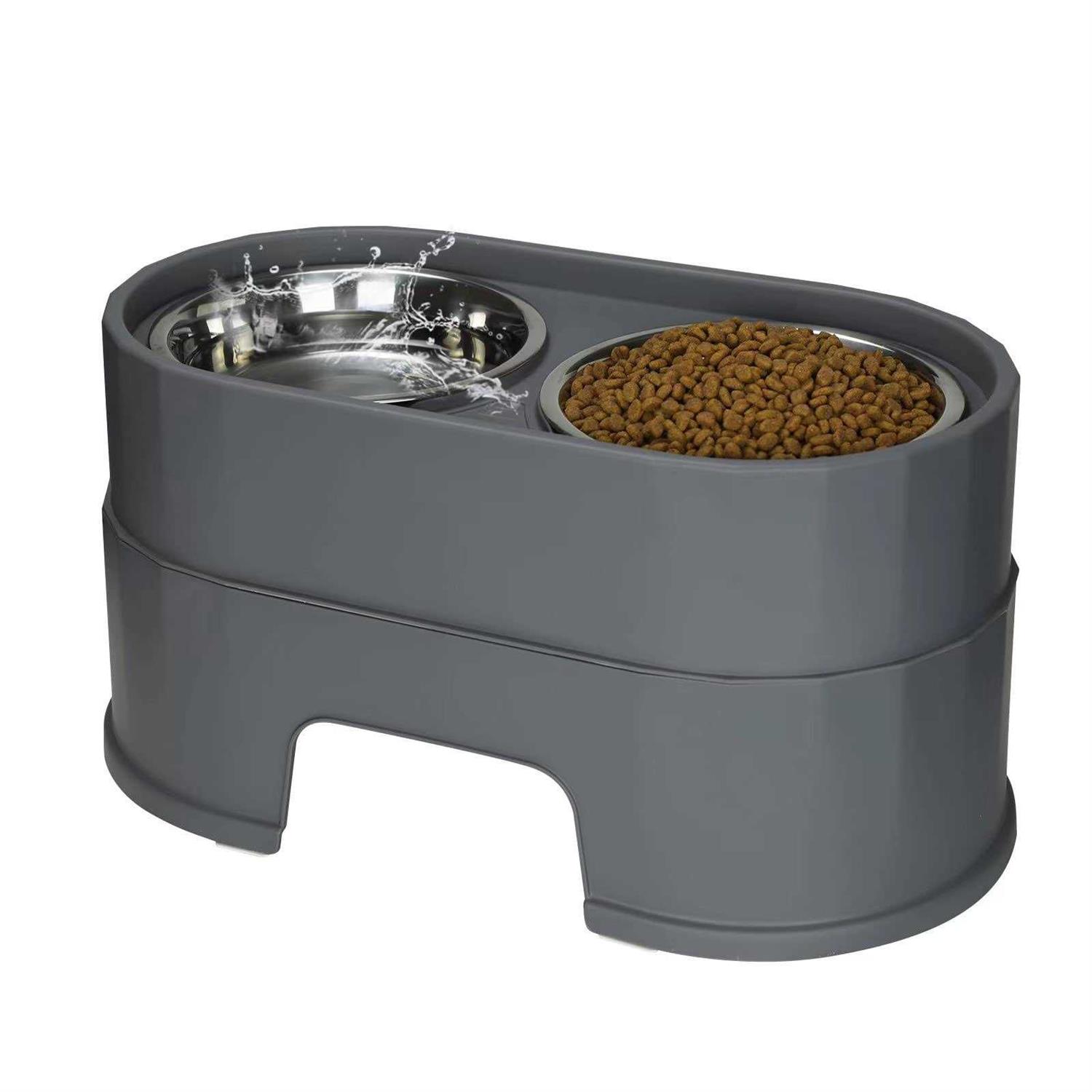 MASOcAT Raised Dog Bowls,Stainless Steel Dog Food Dish and Pet Water Bowls,Elevated Height Adjustable Double Bowl with Stand - Healthber