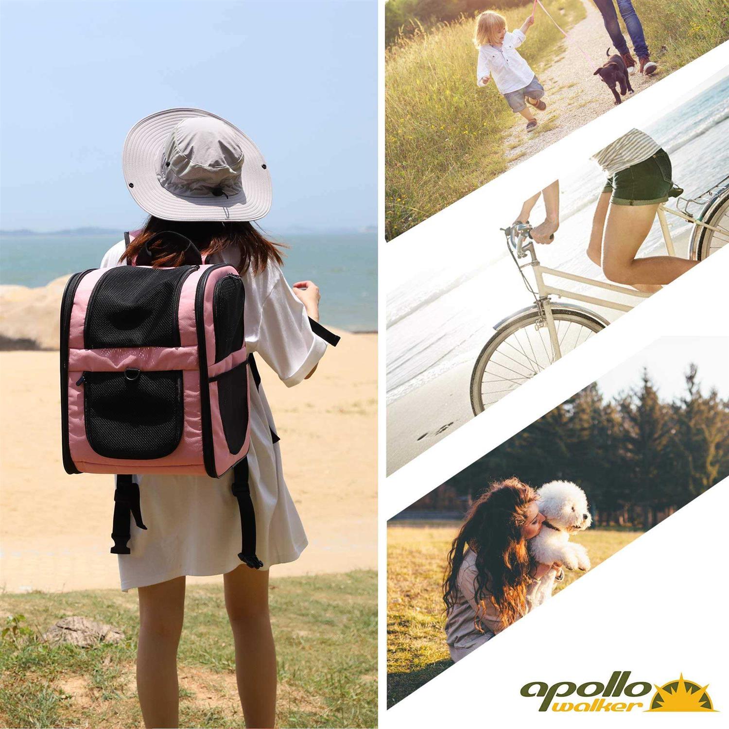 Apollo walker Pet Carrier Backpack for Large/Small Cats and Dogs, Puppies, Safety Features and Cushion Back Support for Travel - Healthber