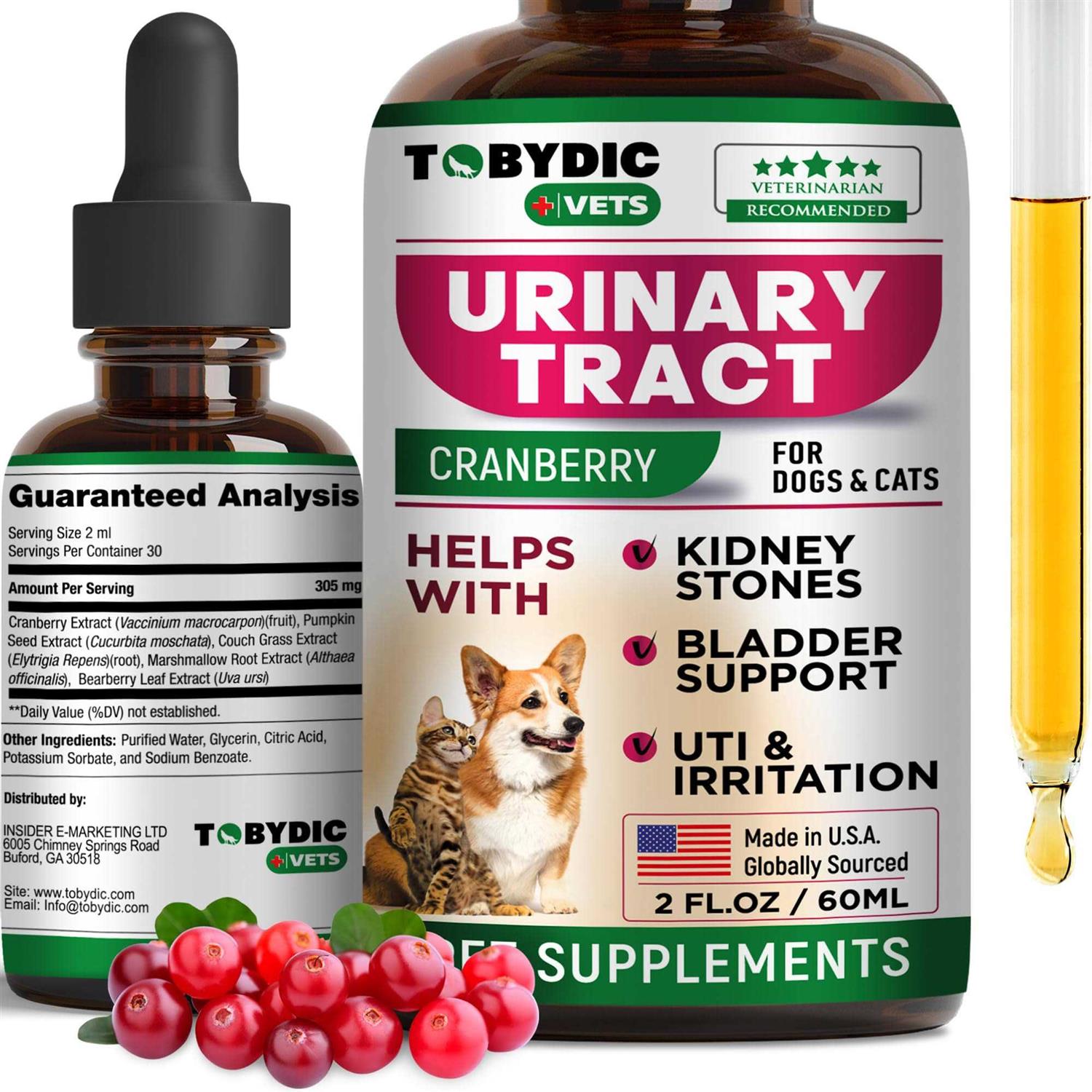 TOBYDIC Cat & Dog Natural UTI Medicine & Urinary Tract Infection Treatment with Cranberry - Healthber