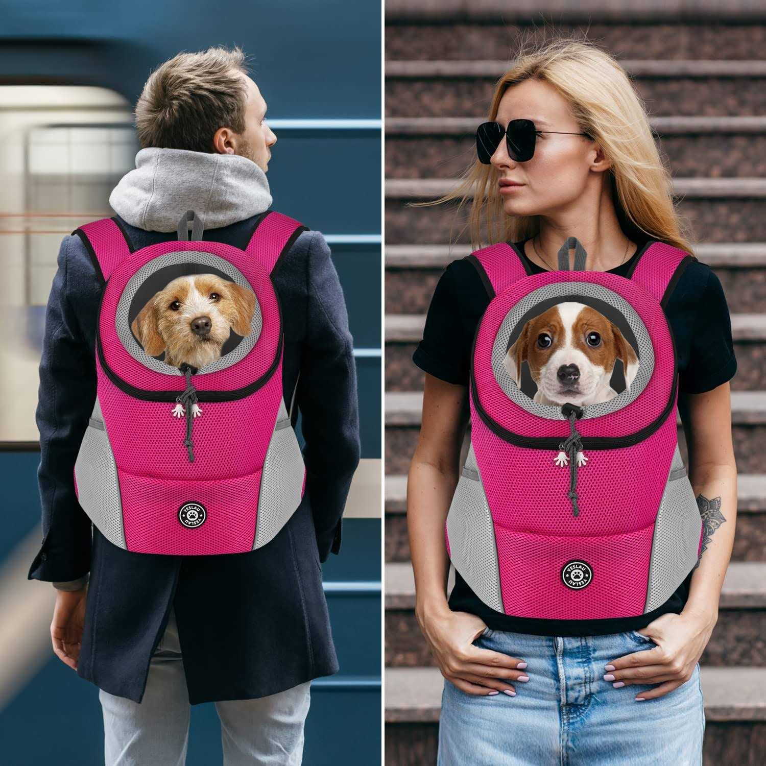 YESLAU Dog Backpack Carrier Pet Carrier for Small Medium Dogs Travel Bag Front Pack Breathable Adjustable with Safety Reflective Strips for Hiking - Healthber