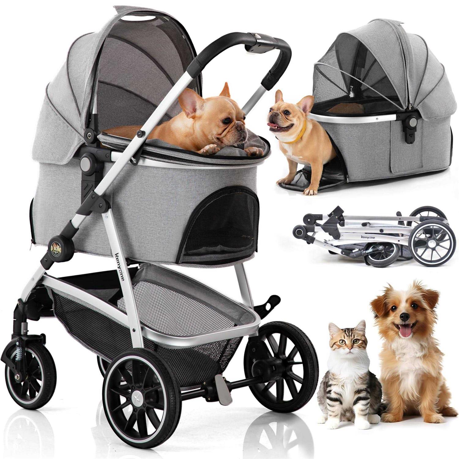 Kenyone Pet Stroller 3 in 1 Dog Stroller for Medium Small Size Dogs - Healthber
