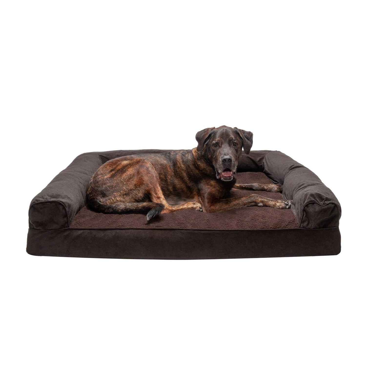 FurHaven Sofa Pet Bed Faux Fleece Chenille - Healthber