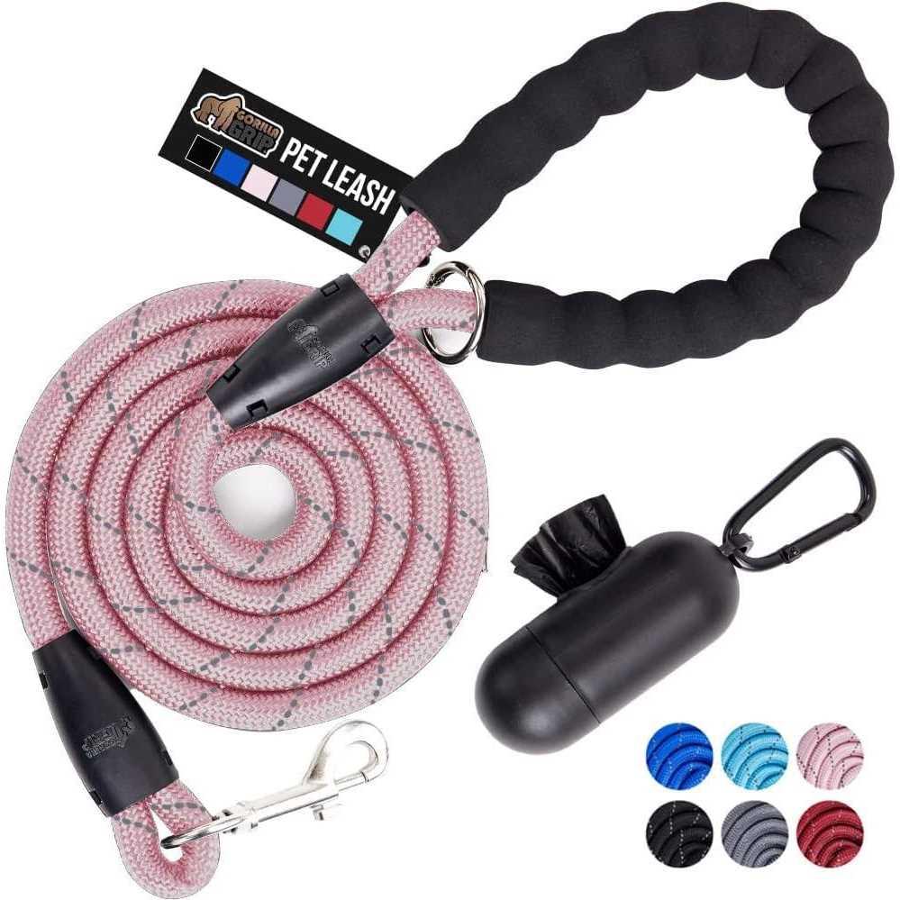 Gorilla Grip Heavy Duty Dog Leash Soft Handle Strong Reflective Rope for Night Walking - Healthber