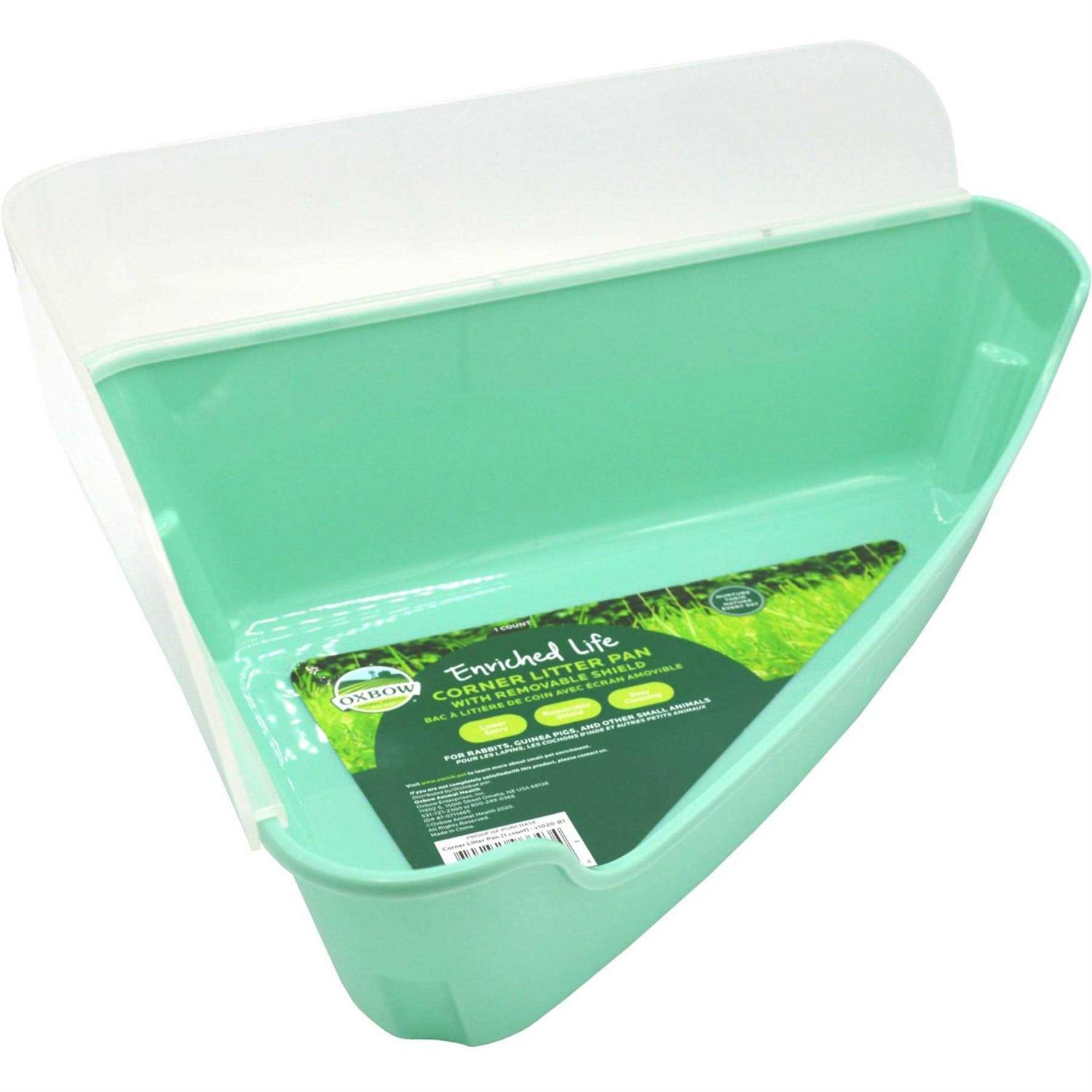 Oxbow Enriched Life Corner Litter Pan with Removable Shield - Healthber
