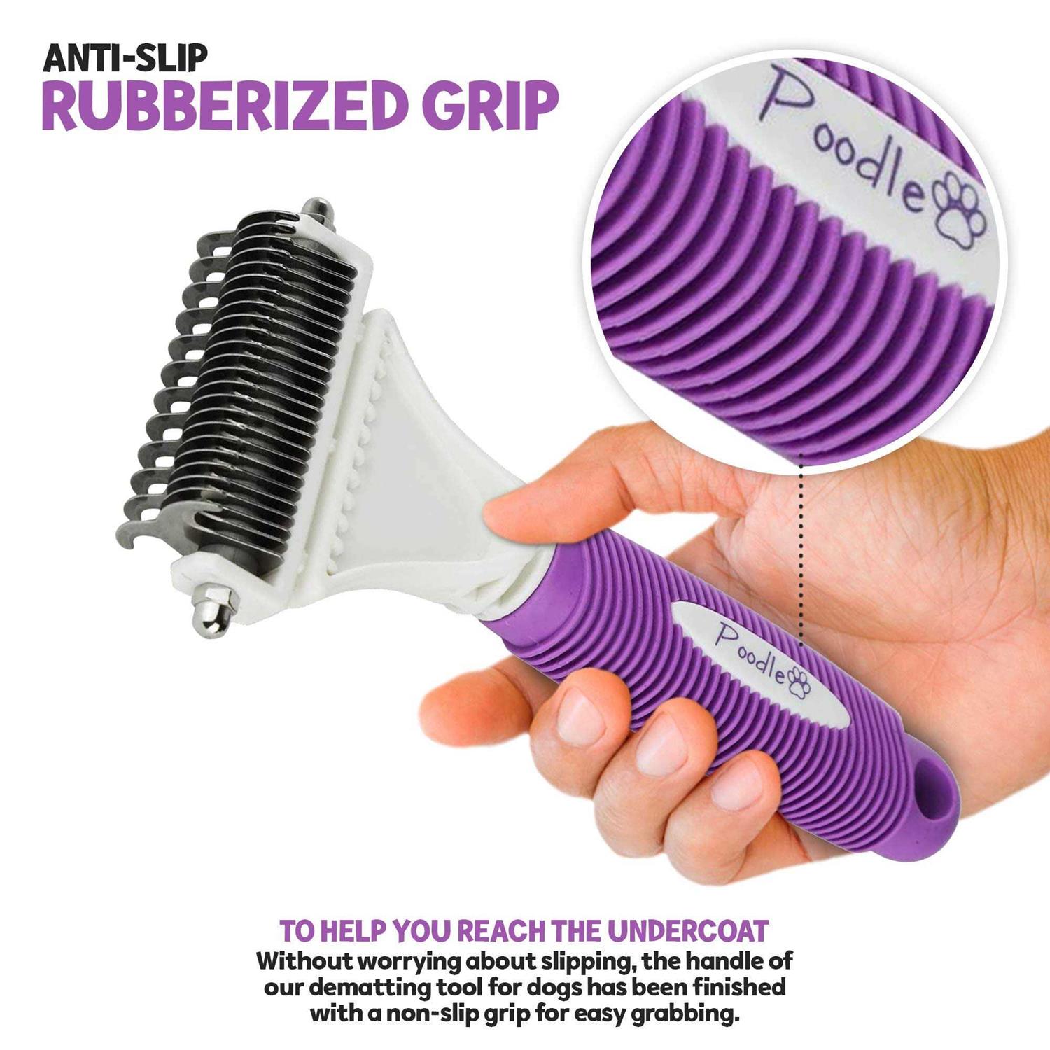 Poodle Pet Dematting Comb for Dogs Handheld Undercoat Dematter Rake Grooming Tool for Long or Short Hair - Healthber