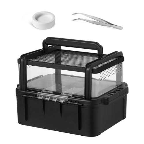AZV Small Pet Carrier for Travel Amphibians Habitat Terrarium Kits Guinea Pig Carrier Lizard Bird Rabbit Carrier Cage with Tweezer Bowl for Spider - Healthber