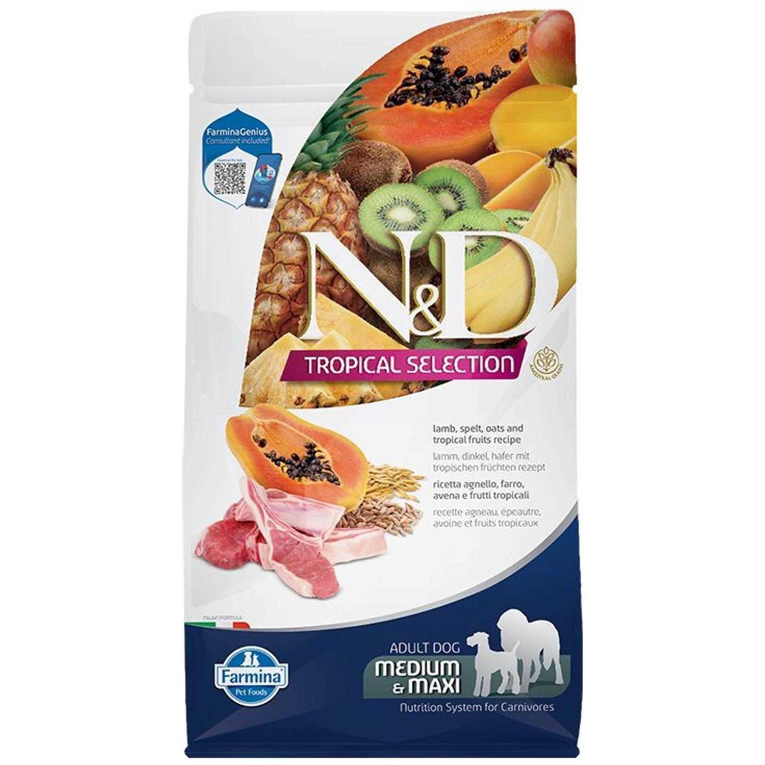 Farmina N&D Tropical Selection Dry Dog Food Lamb Spelt Oats and Tropical Fruits Adult Medium & Maxi - Healthber