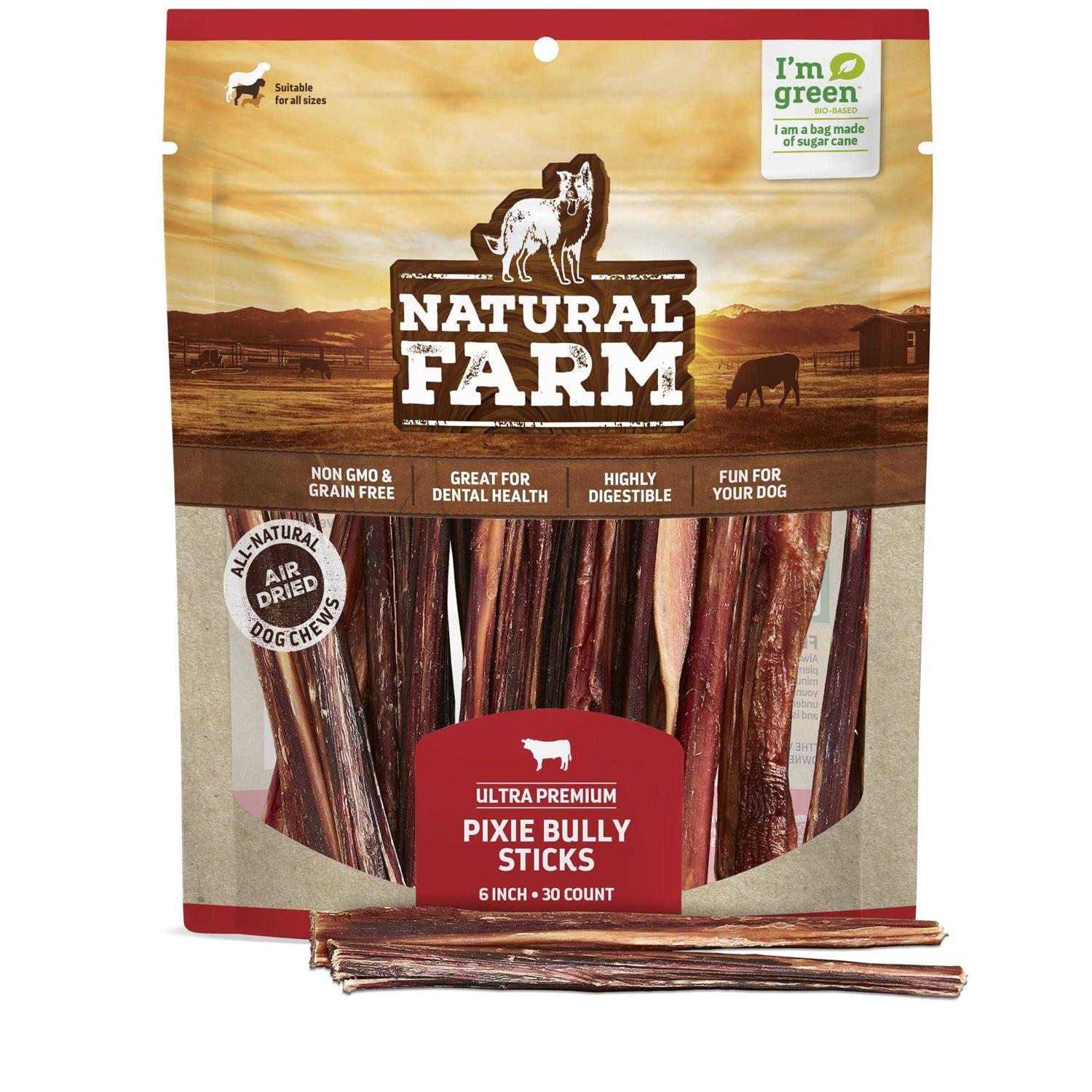 Natural Farm Bully Sticks Thin Pixie Pizzle Beef Treats Grain-Free - Healthber