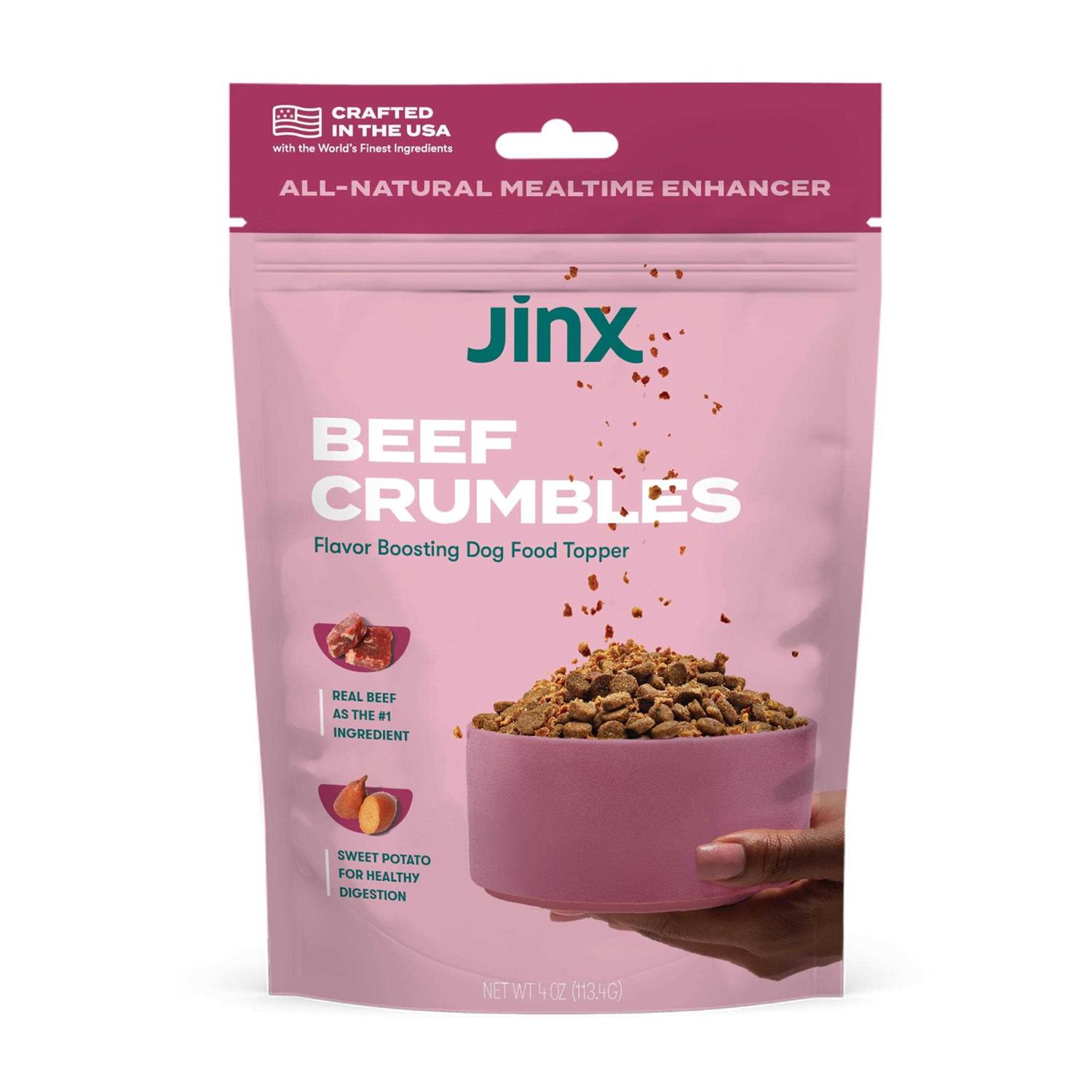 Jinx Crumbles Beef Recipe Flavor-Boosting Natural Dog Food Topper - Healthber