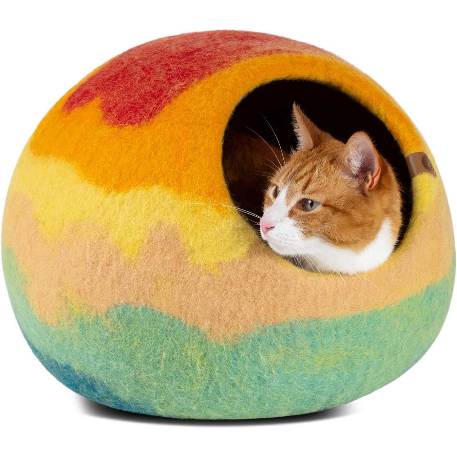 MEOWFIA Premium Felt Cat Bed Cave Handmade 100% Merino Wool Bed for Cats and Kittens - Healthber
