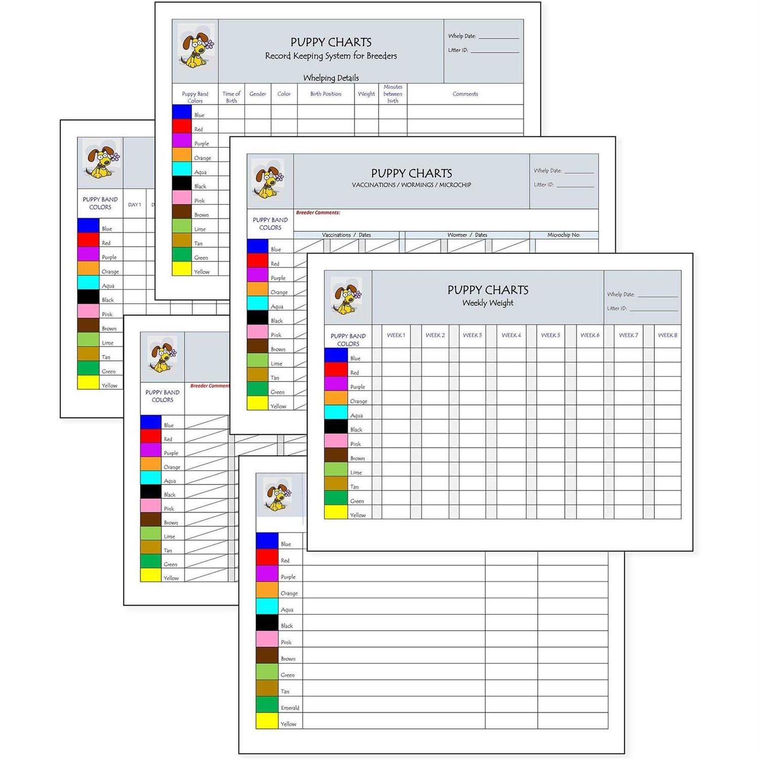 Puppies in Bloom Breeder Record Keeping Charts PNB11 - Healthber