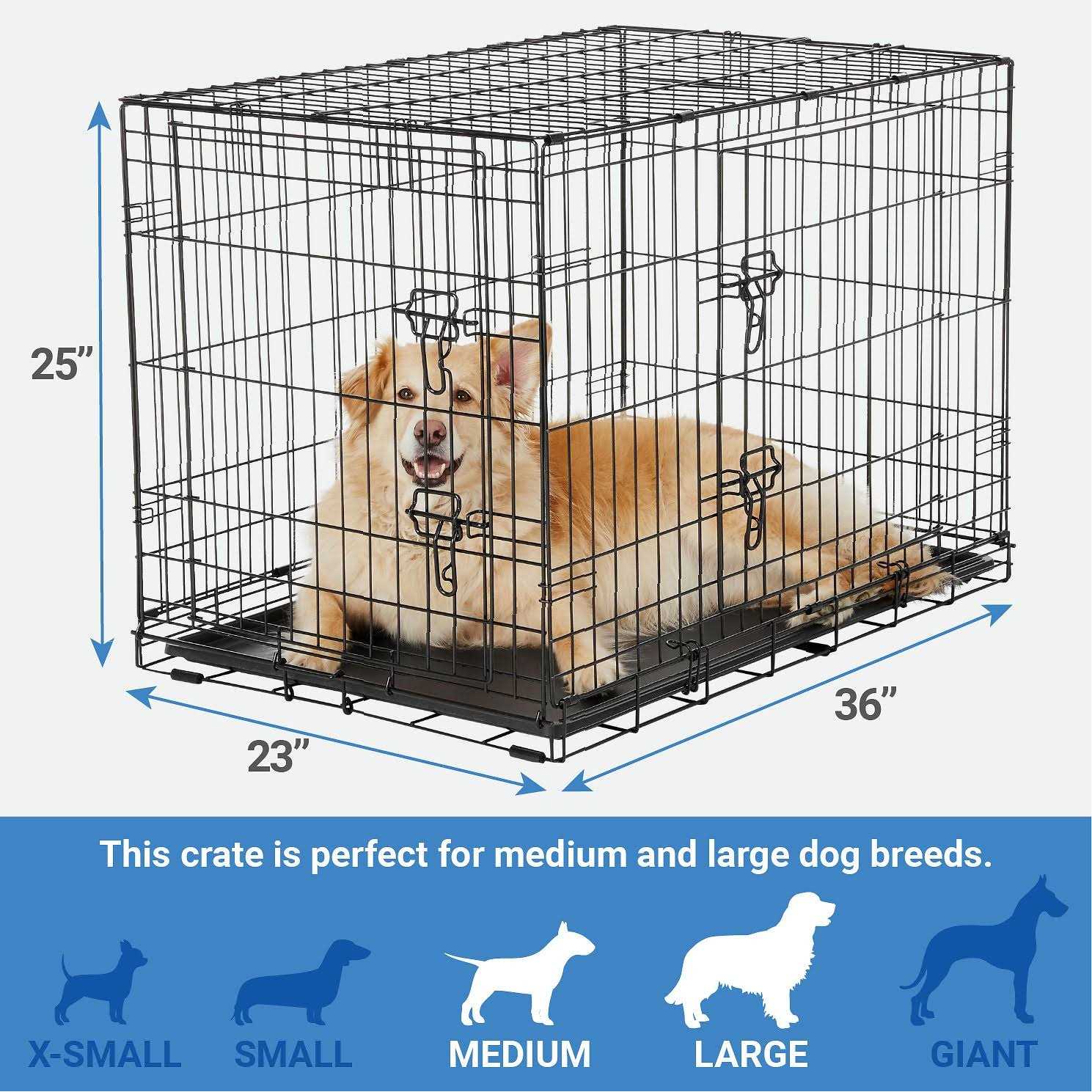 Frisco Heavy Duty Fold & Carry Double Door Collapsible Wire Dog Crate - Healthber