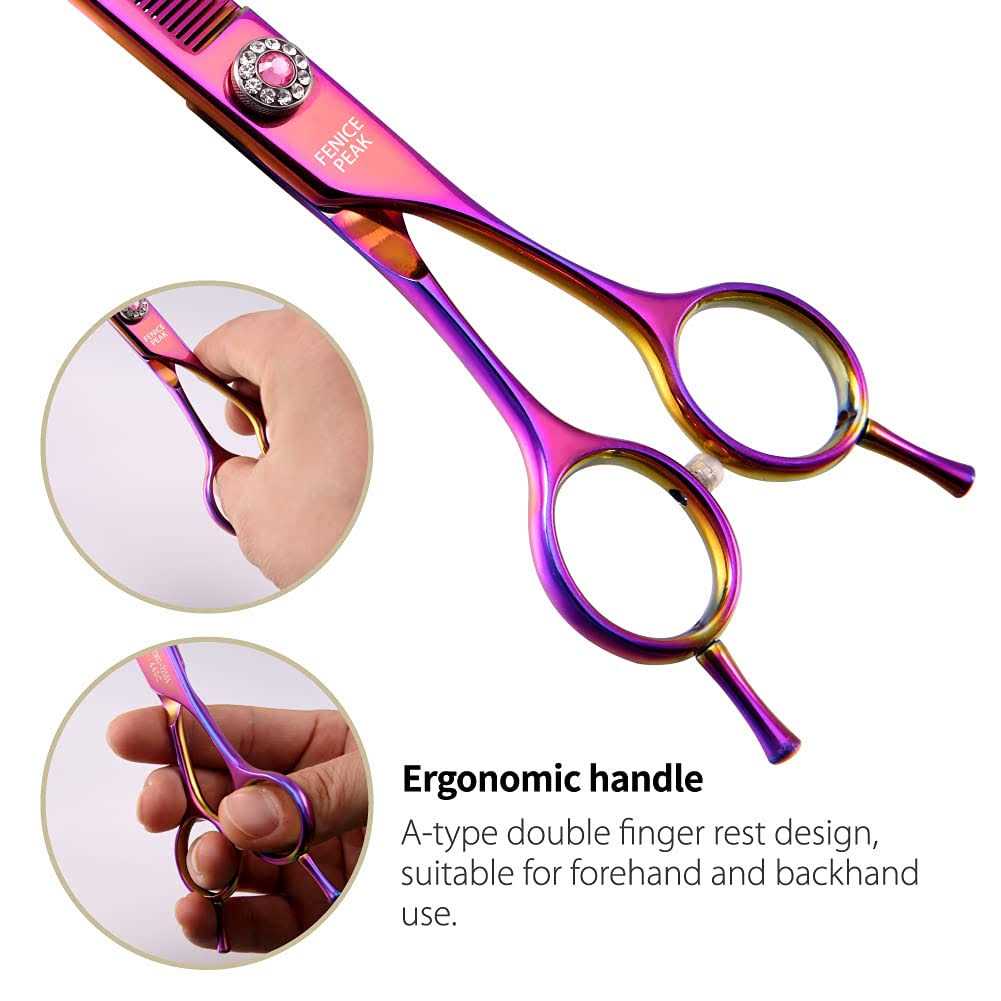 Fenice Peak Professional Dog Grooming Scissors Pet Curved Thinning Shears 7.0” Extremely Sharp Blades 440C Steel Thinning Scissors Durable Smooth - Healthber