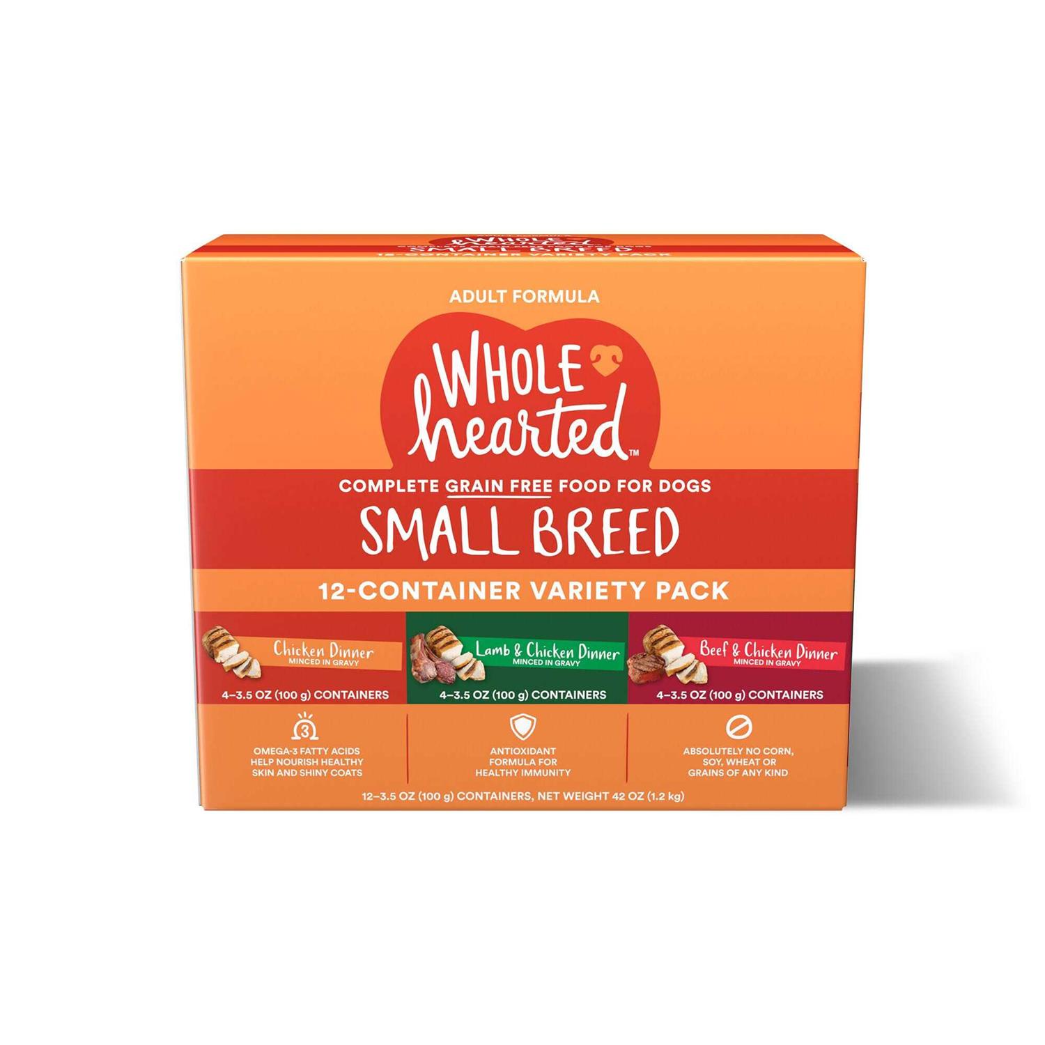 WholeHearted Grain Free Small Breed Minced in Gravy Adult Wet Dog Food Variety Pack - Healthber