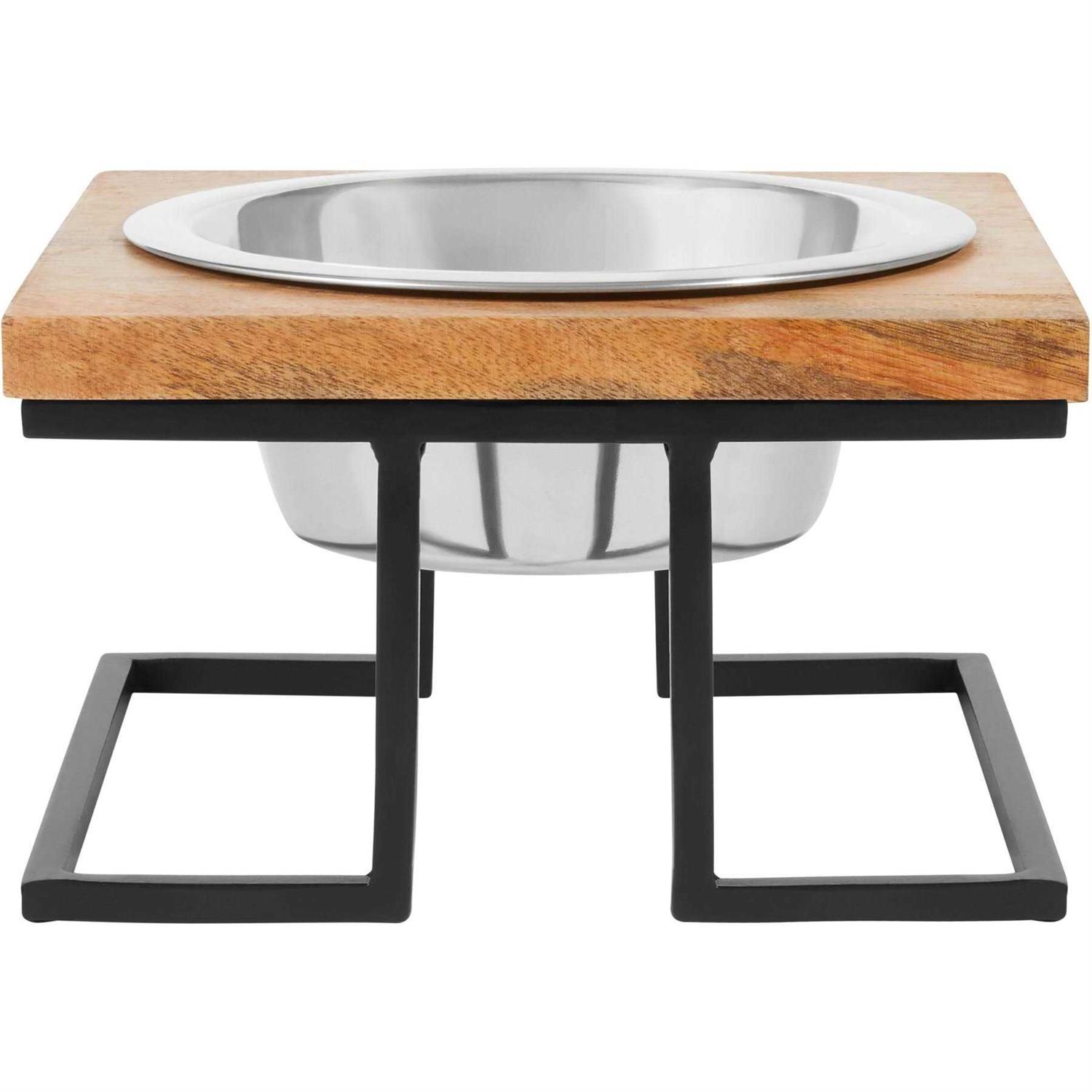 Frisco Premium Modern Wood Elevated Single Dog & Cat Bowl - Healthber