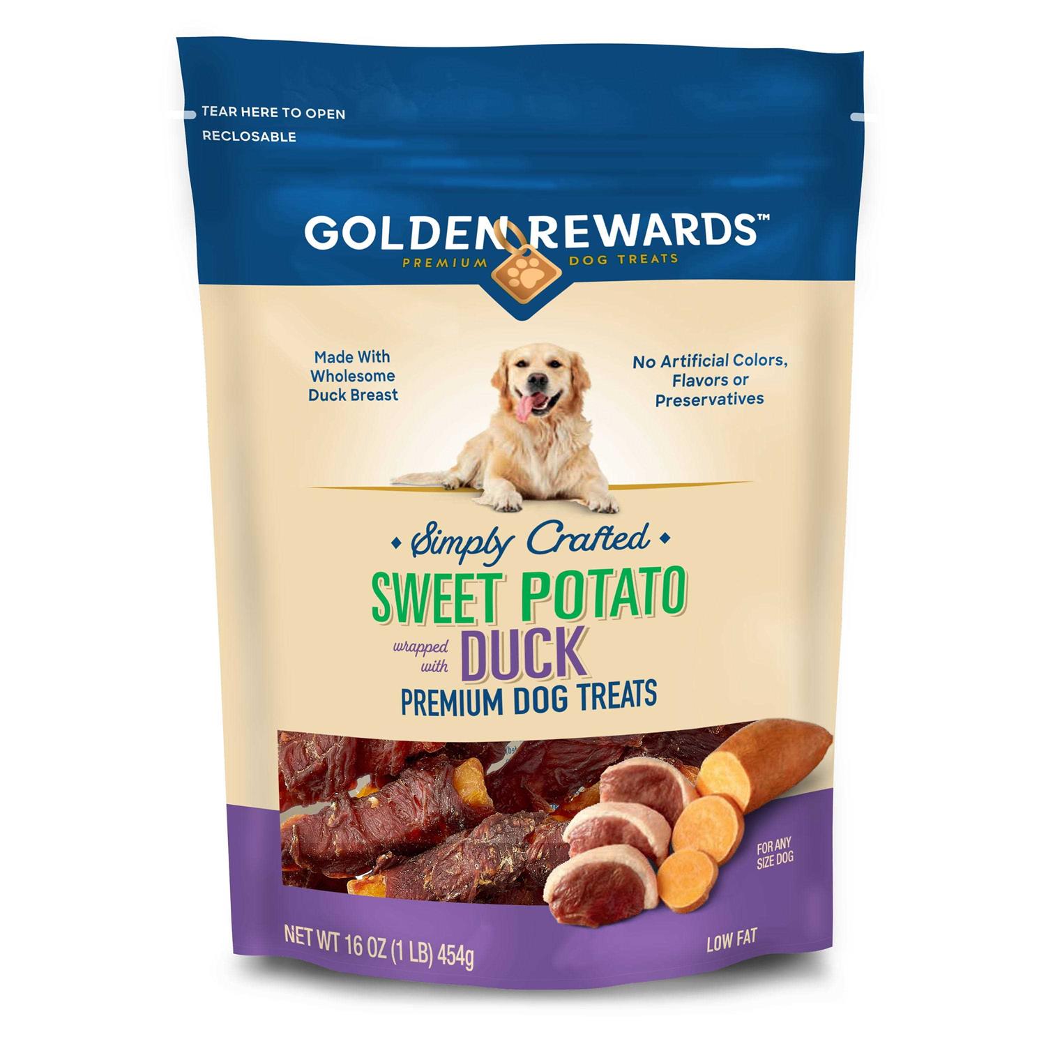 Golden Rewards Sweet Potato Wrapped with Duck Flavor Dry Training Treats for All Dogs - Healthber