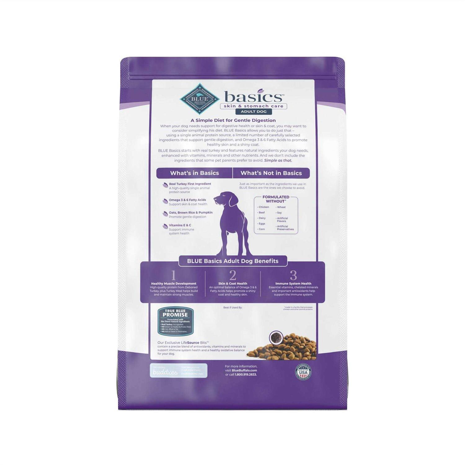 Blue Buffalo Basics Adult Skin & Stomach Care Turkey & Potato Recipe Dry Dog Food - Healthber
