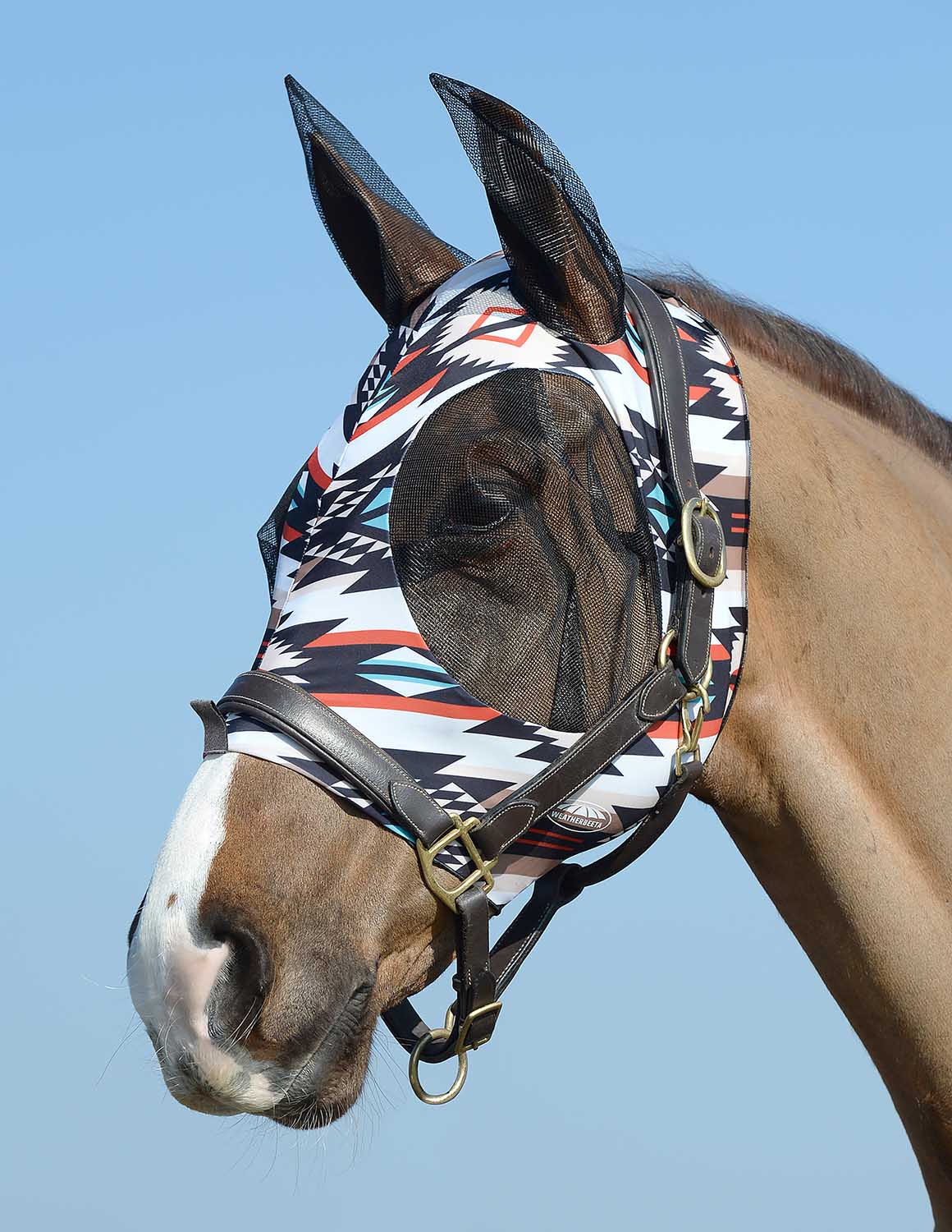 Weatherbeeta Stretch Bug Eye Saver Horse Fly Mask with Ears, Diamond Navajo - Healthber