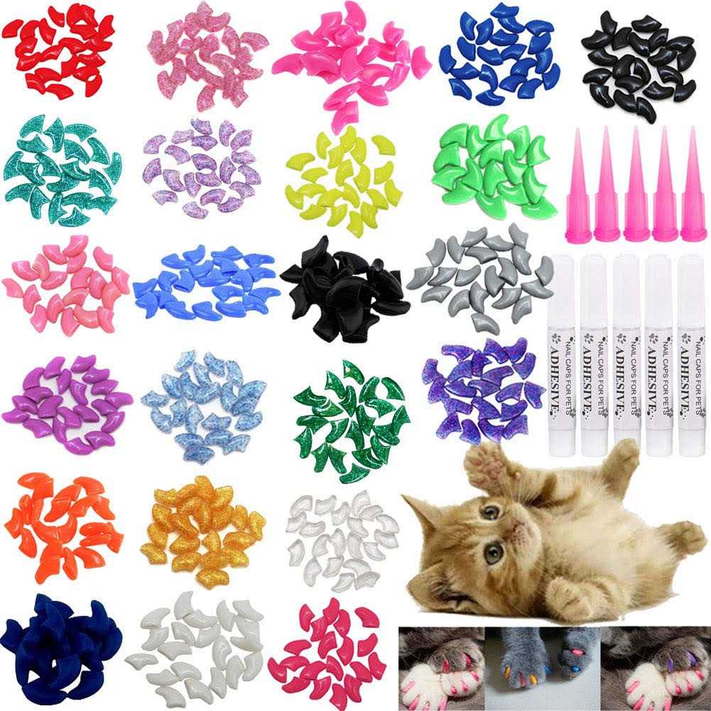 VICTHY Cat Nail Caps Pet Cat Soft Claws Nail Covers Cat Claws with Glue and Applicators Medium - Healthber