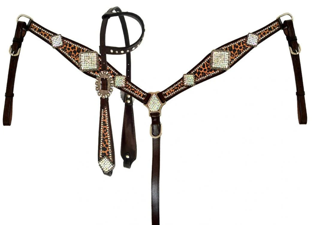 Showman Rhinestone Concho & Cheetah Tack Set - Healthber