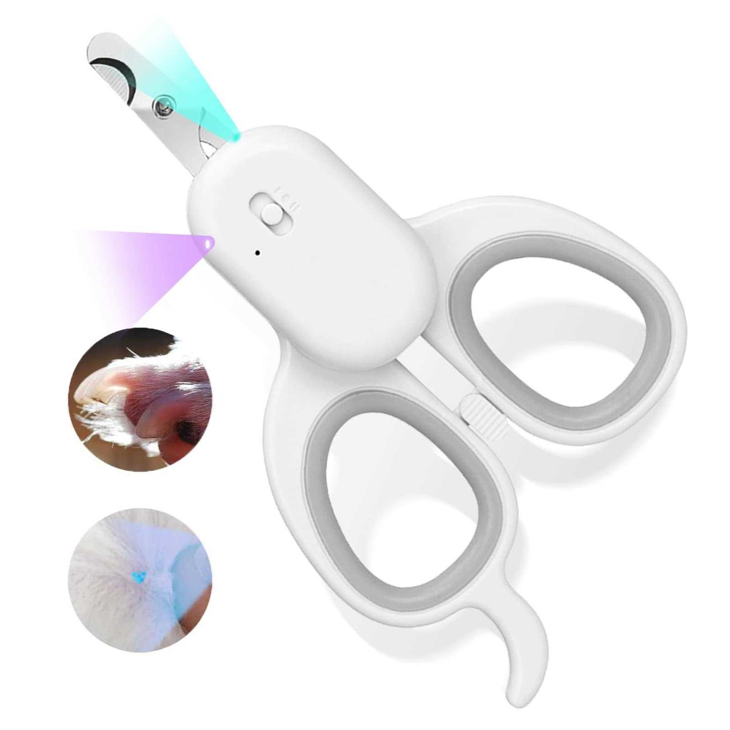 PAKEWAY Pet Nail Clipper with LED & -U-V Light Cat Claw Trimmer with Ultra Bright LED Light for Nail Bloodline to Avoid Over Cutting - Healthber