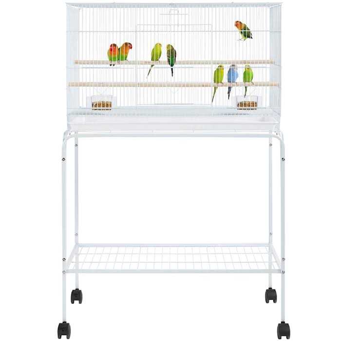 Topeakmart 47 Flight Cage with Slide-Out Tray and Rolling Detachable Stand for Birds - Healthber