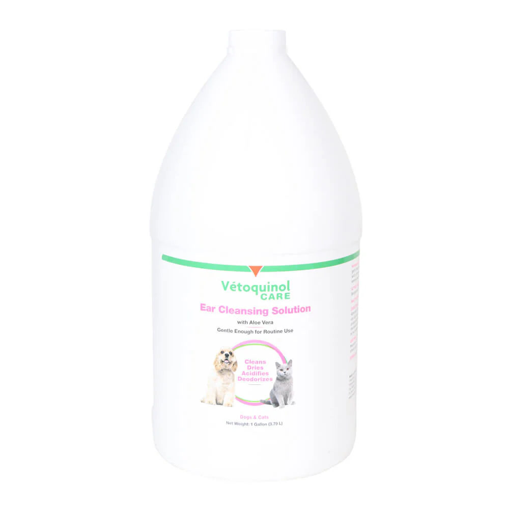 Vetoquinol Care Ear Cleansing Solution with Aloe, 1 Gallon - Healthber