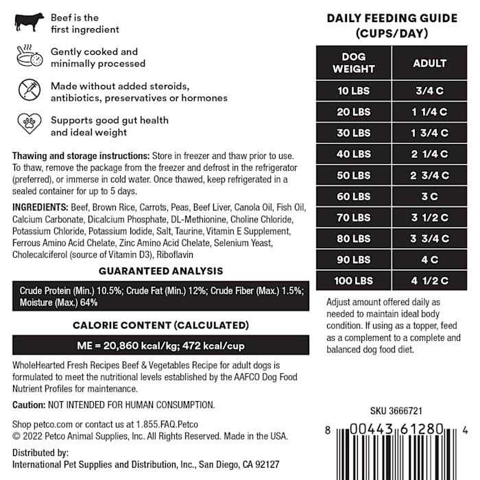WholeHearted Fresh Frozen Beef Recipe Dog Food - Healthber