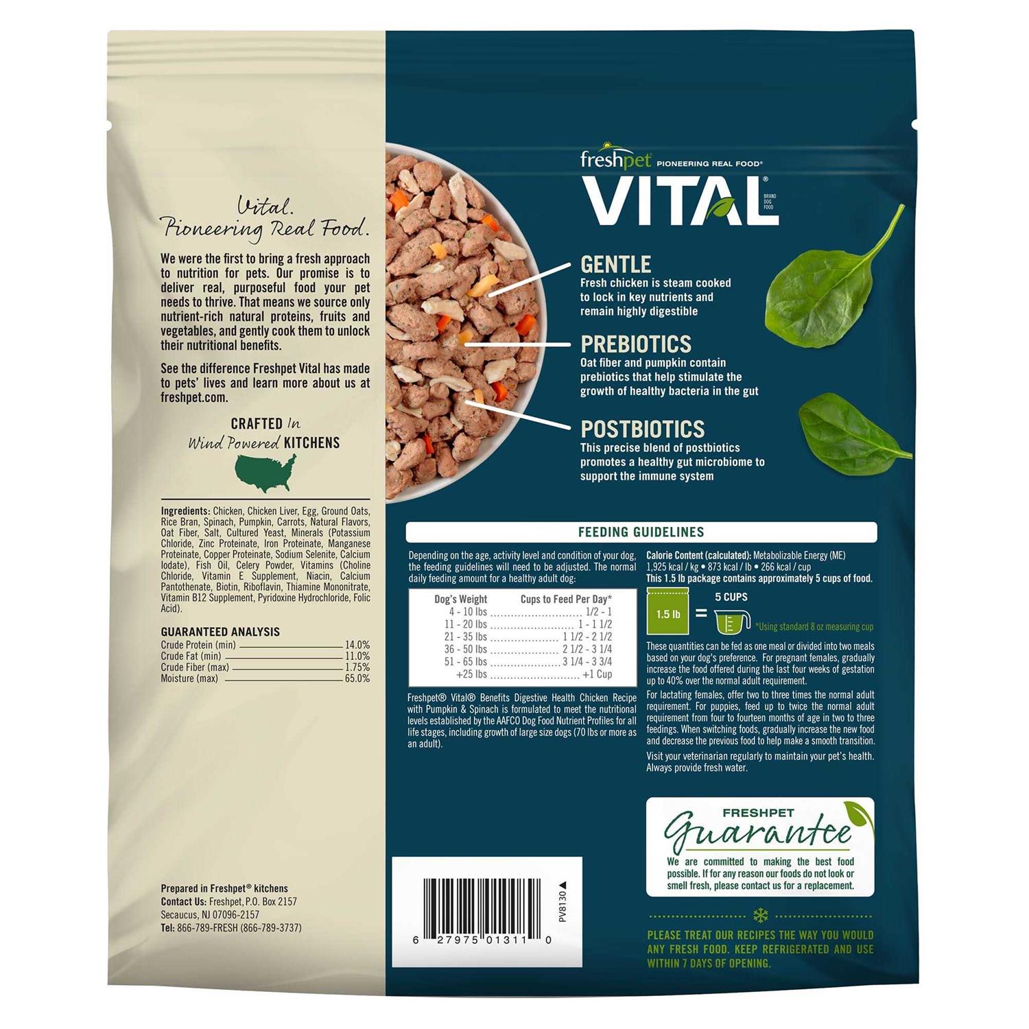 Freshpet Vital Benefits Digestive Health Chicken Recipe Dog Food - Healthber