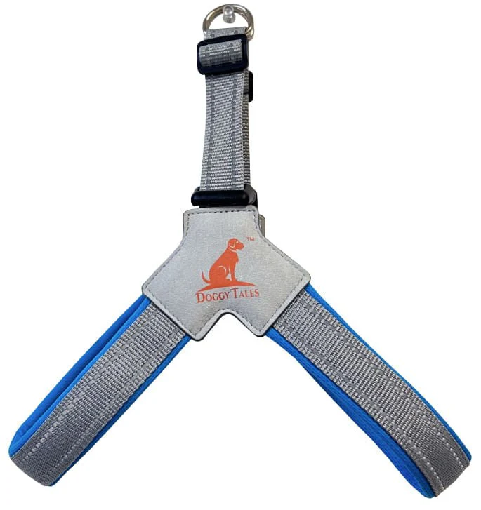 Doggy Tales Step In V Harness, Blue - Healthber