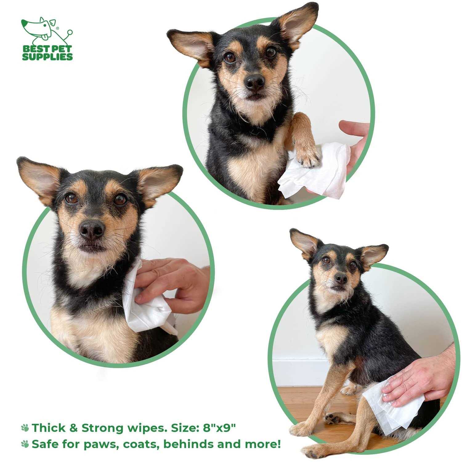 Best Pet Supplies Pet Grooming Wipes for Dogs & Cats, 400 Pack, Plant-Based Deodorizer for Coats & Dry, Itchy, or Sensitive Skin - Healthber