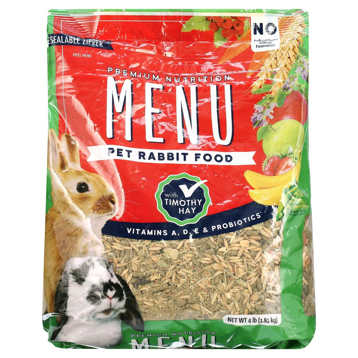 Menu Premium Rabbit Food Timothy Hay Pellets Blend - Healthber