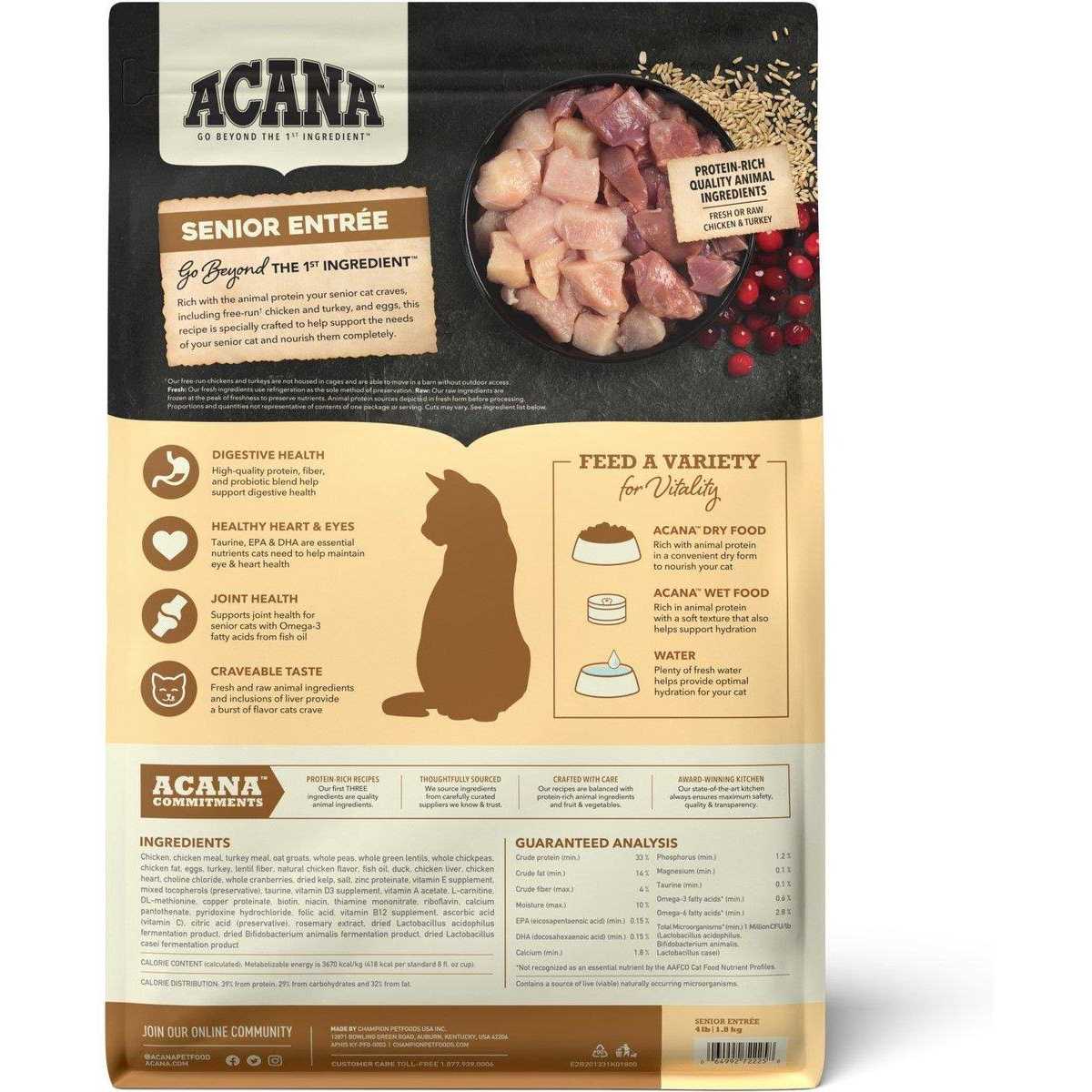 ACANA Senior Entree Chicken, Turkey Dry Cat Food - Healthber