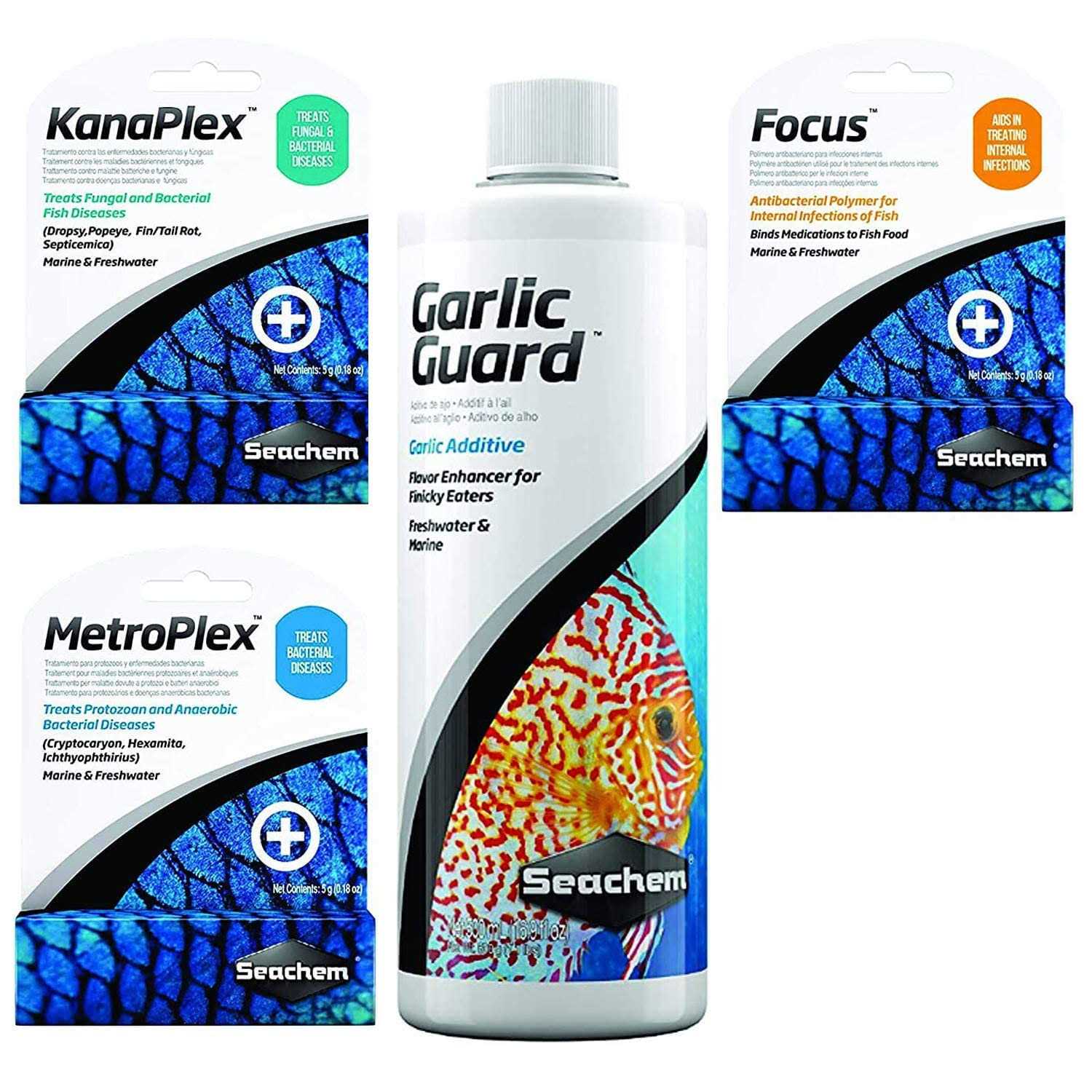 Ultimate Seachem Aquarium Treatment Bundle Pack Metroplex Kanaplex - Healthber