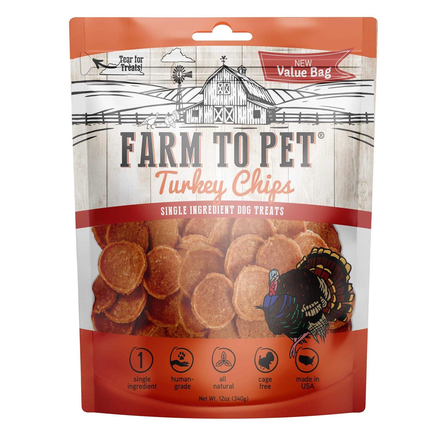 Farm to Pet Turkey Chips Dog Treats - Healthber