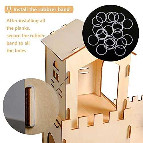 Extra Large Wooden Rabbit Castle Hideaway Tunnel and Bed Small Animal Hideaway Hut Solid Safe Construction Play Hideaway Hut for Rabbit Guinea Pig - Healthber