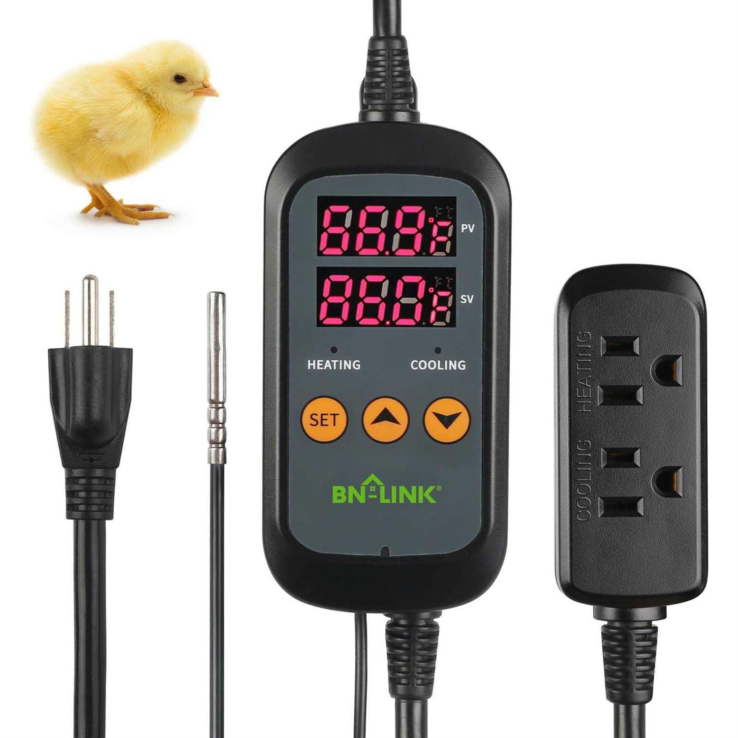 BN-LINK Digital Temperature Controller Heating Cooling 2-Stage Outlet Thermostat Controller Plug for Reptiles Aquarium Carboy Homebrew Breeding - Healthber
