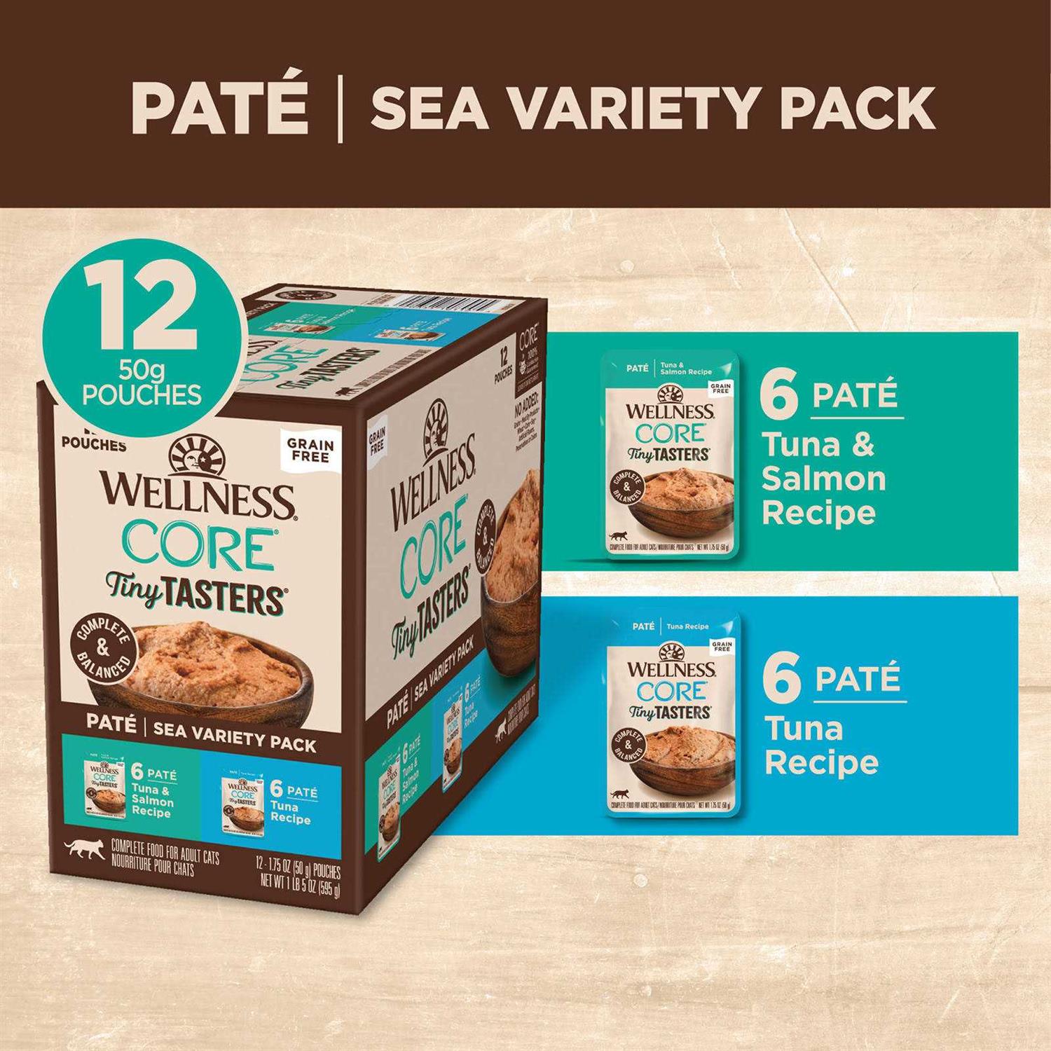 Wellness CORE Tiny Tasters Variety Pack Sea Grain-Free Cat Food Pouches - Healthber