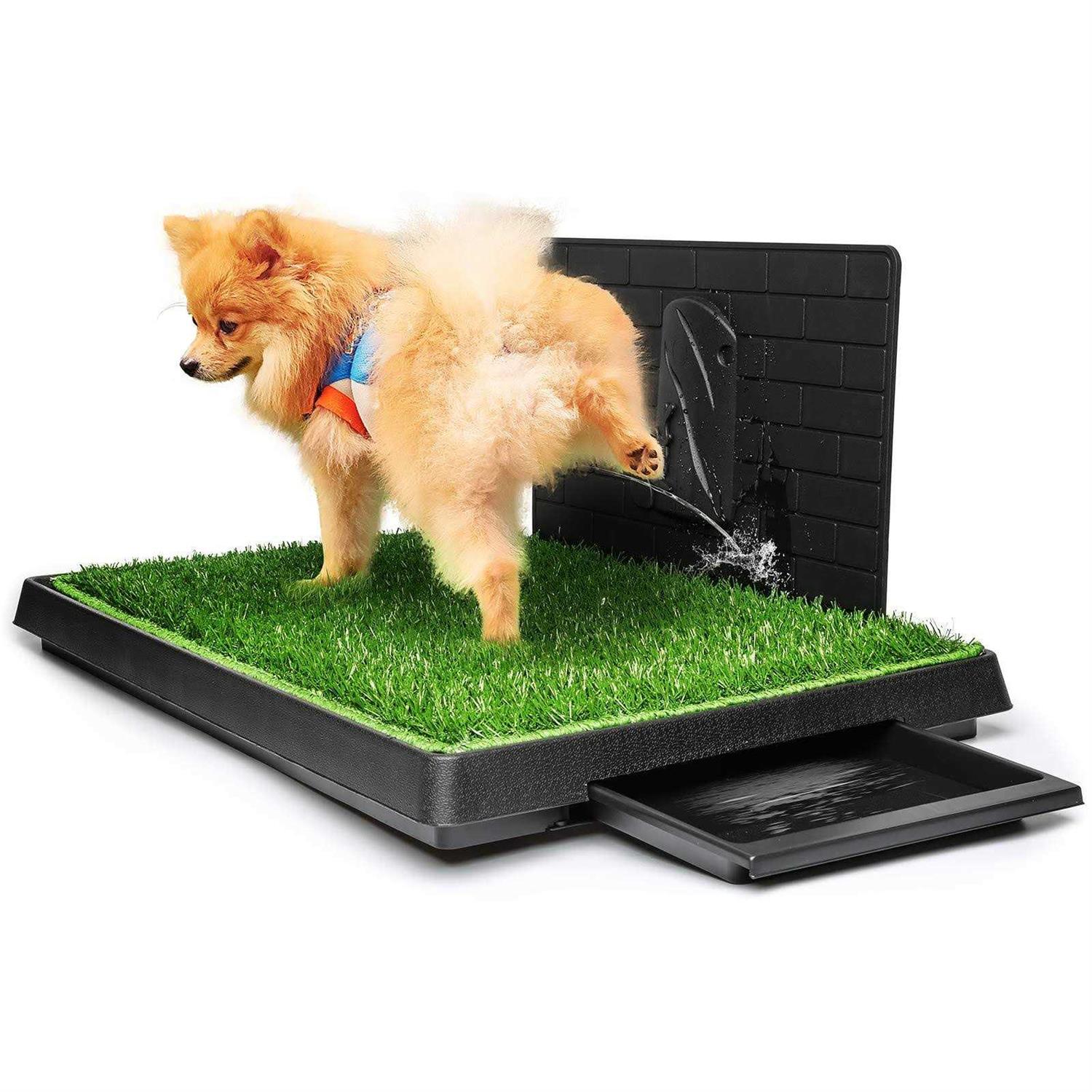 Hompet Dog Grass Pad with Tray Large, Puppy Turf Potty Reusable Training Pads with Pee Baffle, Artificial Grass Patch for Indoor and Outdoor Use - Healthber