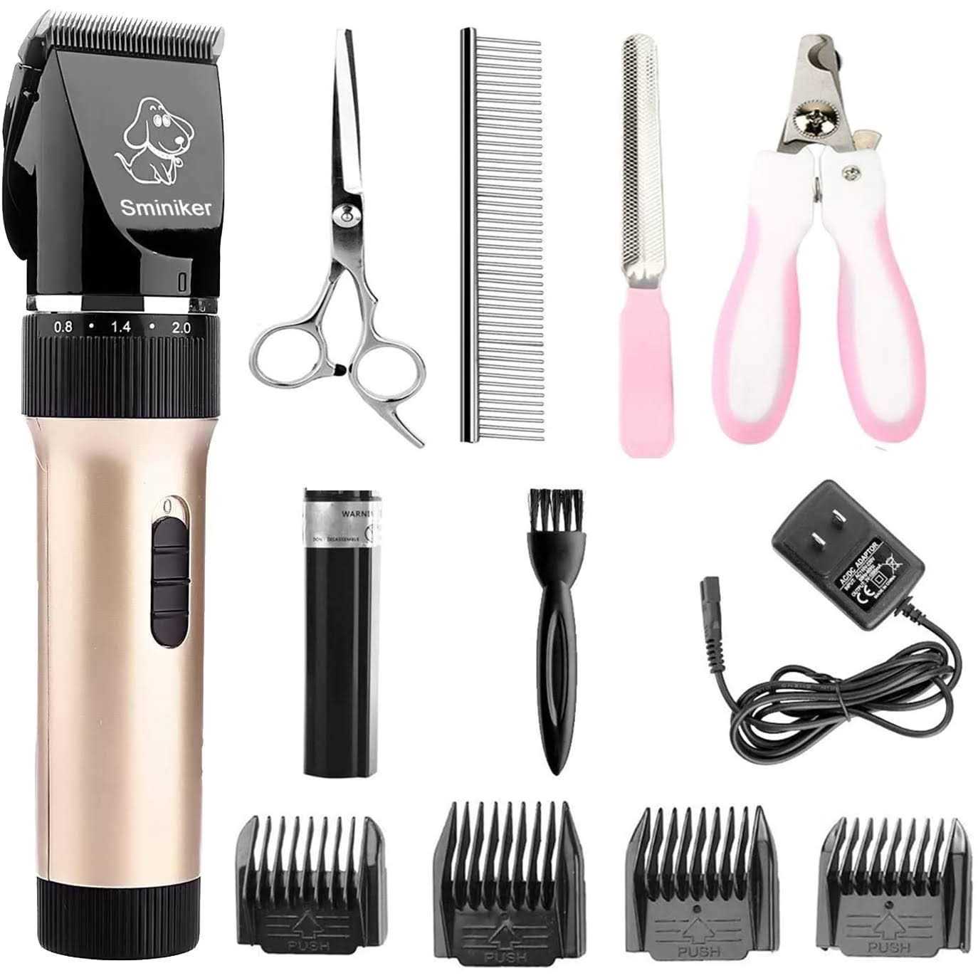 Sminiker Low Noise Cat and Dog Clippers Rechargeable Cordless Pet Clippers Grooming Kit with Storage Bag 5 Speed Professional Animal Clippers Pet Gro - Healthber