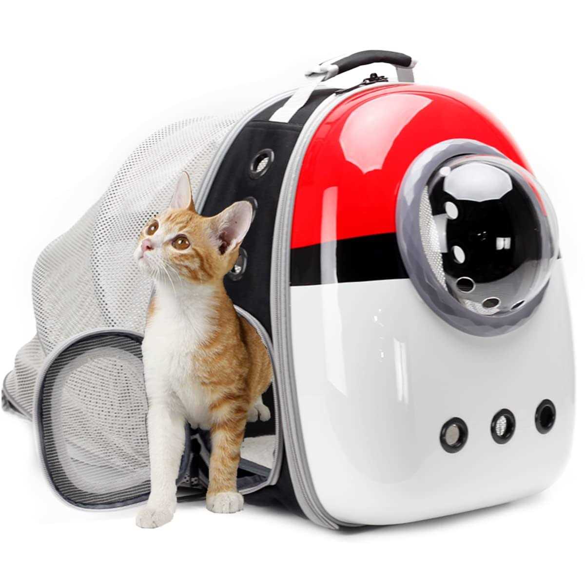 halinfer Front Expandable Cat Backpack Carrier, Fit up to 20 lbs, Space Capsule Bubble Window Pet Carrier Backpack for Large Fat Cat and Small Puppy - Healthber