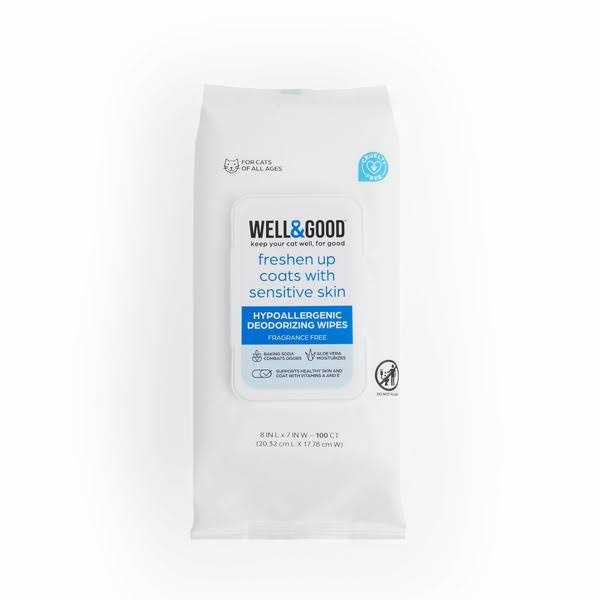 Well & Good Unscented Hypoallergenic Cat Wipes - Healthber
