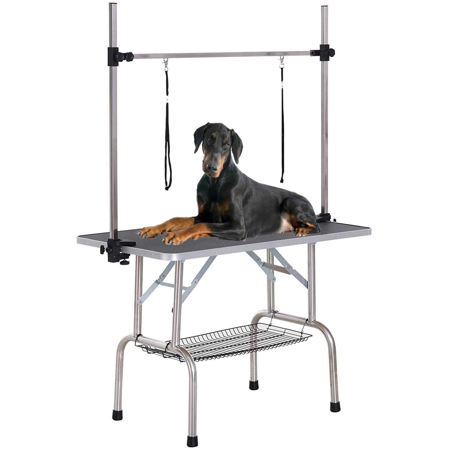 TRODEP Pet Grooming Table for Large Dogs Professional Heavy Duty Adjustable Dog Grooming Table with Arm & Noose & Mesh Tray - Healthber