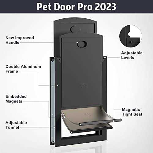 hardlight weatherproof dog door with sliding lock panel, tunnel adjustable, double flap dog door and cat door, strong and dur - Healthber