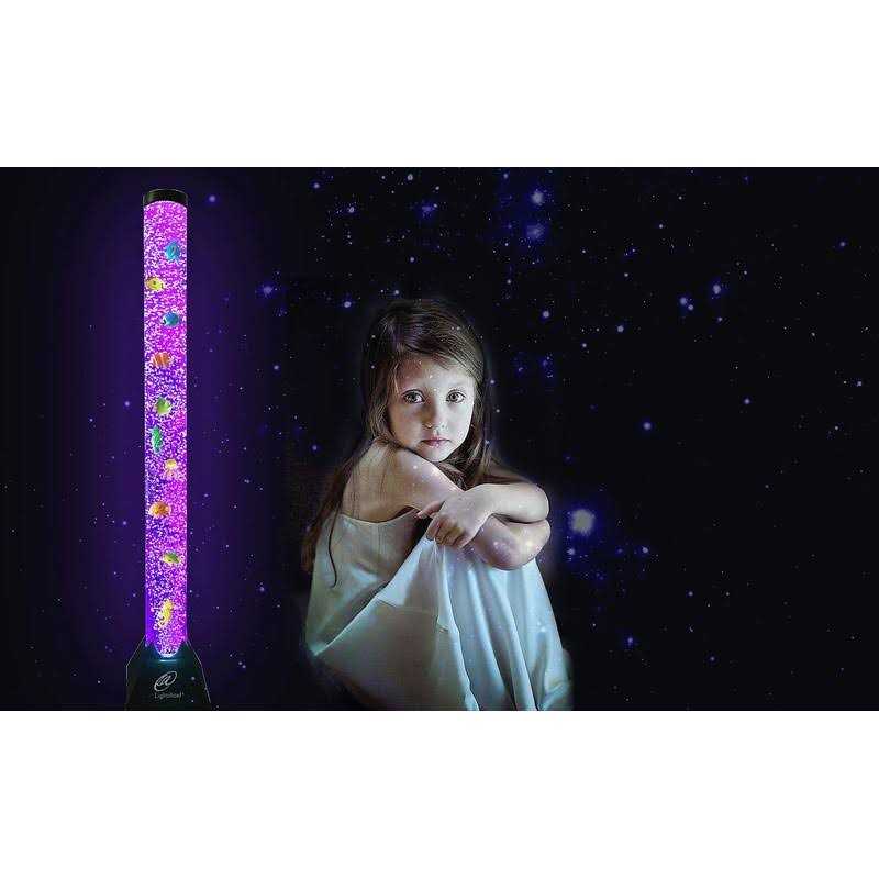 Lightahead Extra Large 4 FT LED Fantasy Bubble Fish Tube Fake Aquarium with Remote Control,10 Fish & 20 Color Light Effects. The Ultimate Sensory - Healthber