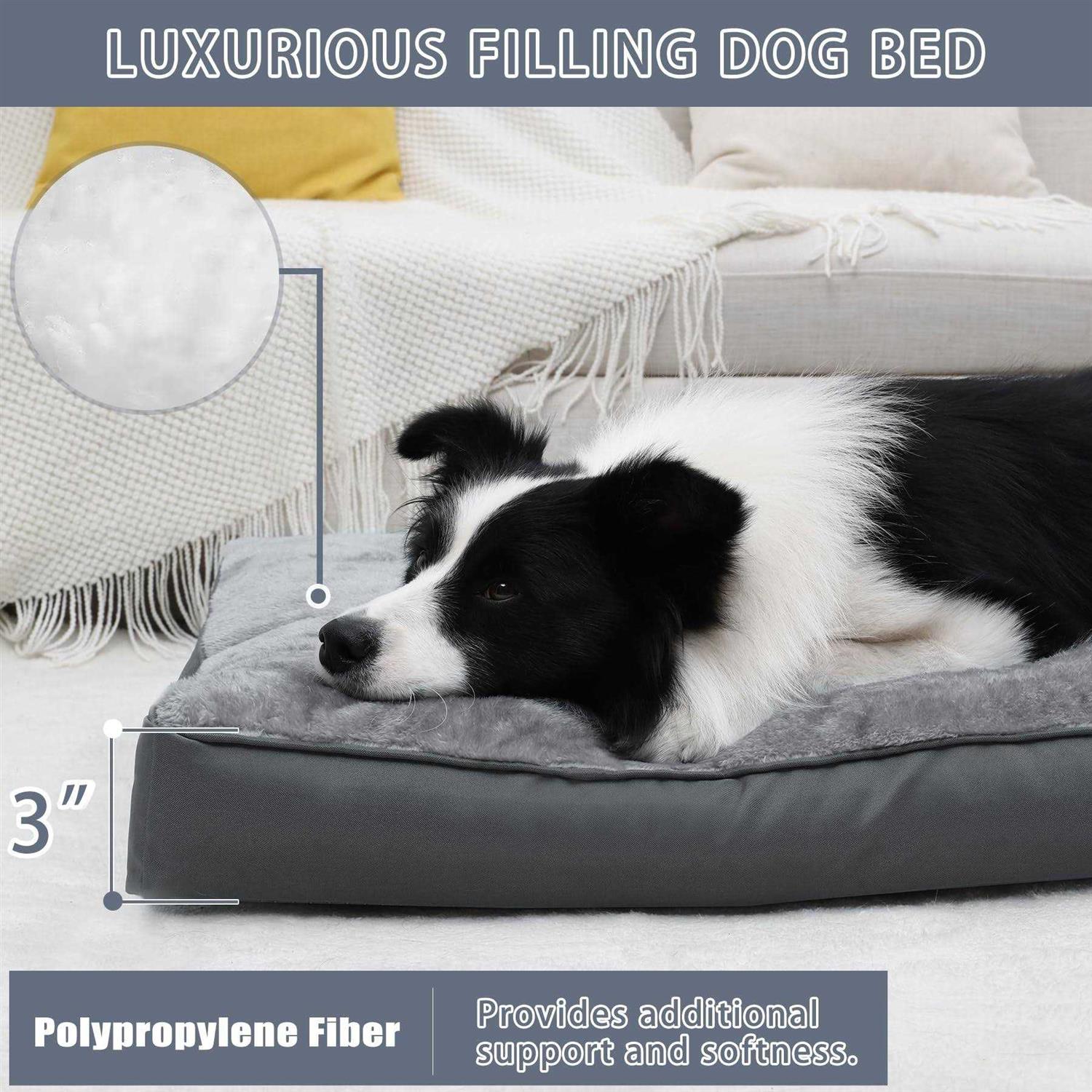 NUPIDA Dog Bed Waterproof Deluxe Plush Dog Beds with Removable Washable Cover Anti-Slip Bottom Pet Sleeping Mattress for Large - Healthber